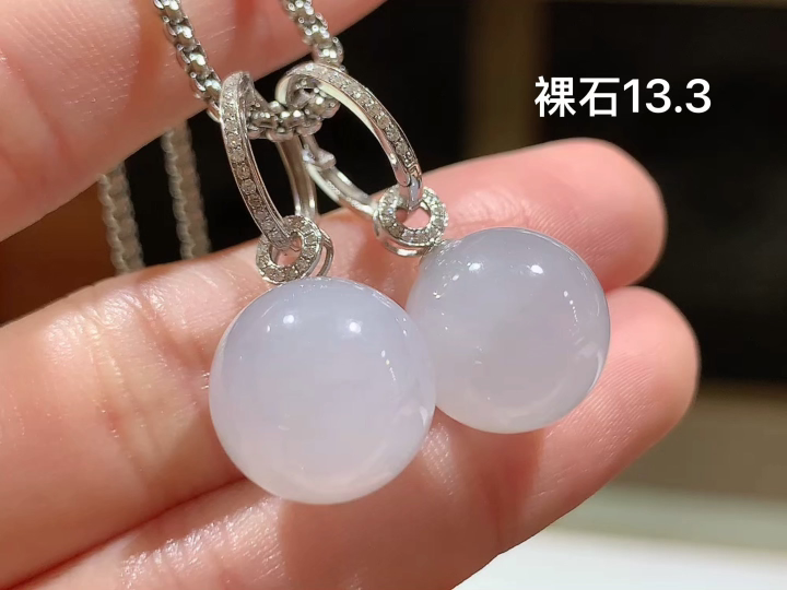 18K 冰种转运珠耳坠 无裂, 尺寸，13.3