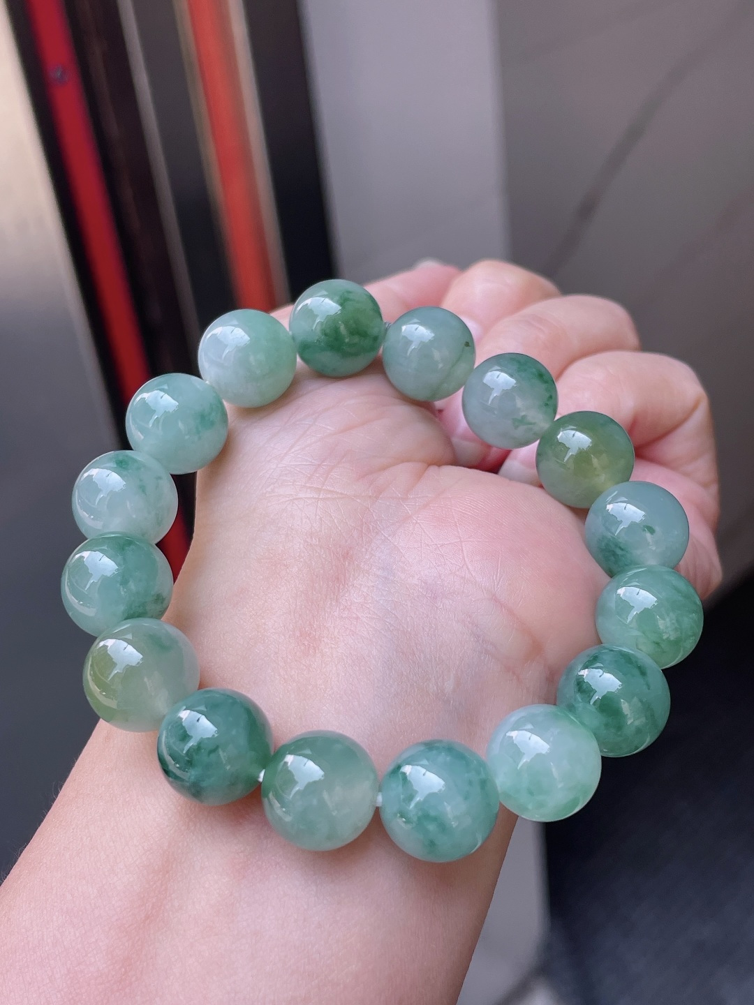 ️ 冰飘花手串 飘花灵动，珠圆玉润 尺寸：13