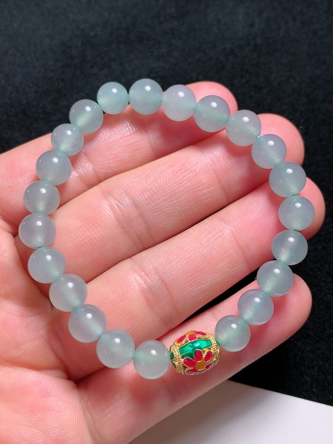 ️冰种手串，种老水头好，又冰又润，饱满大气，尺寸：7.5mm22粒