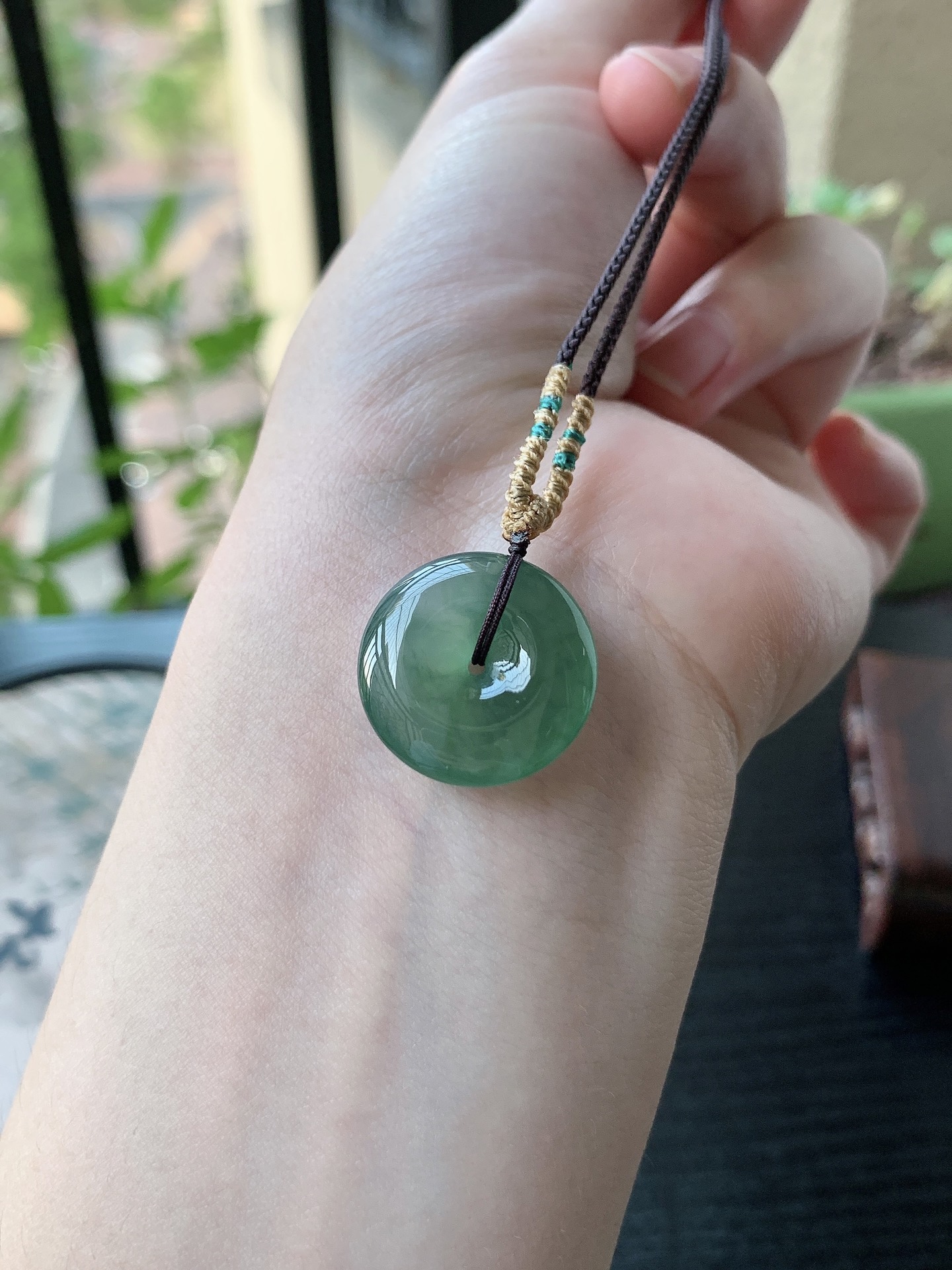 老坑冰种胶感飘绿平安扣吊坠 裸石尺寸:20-5.6mm