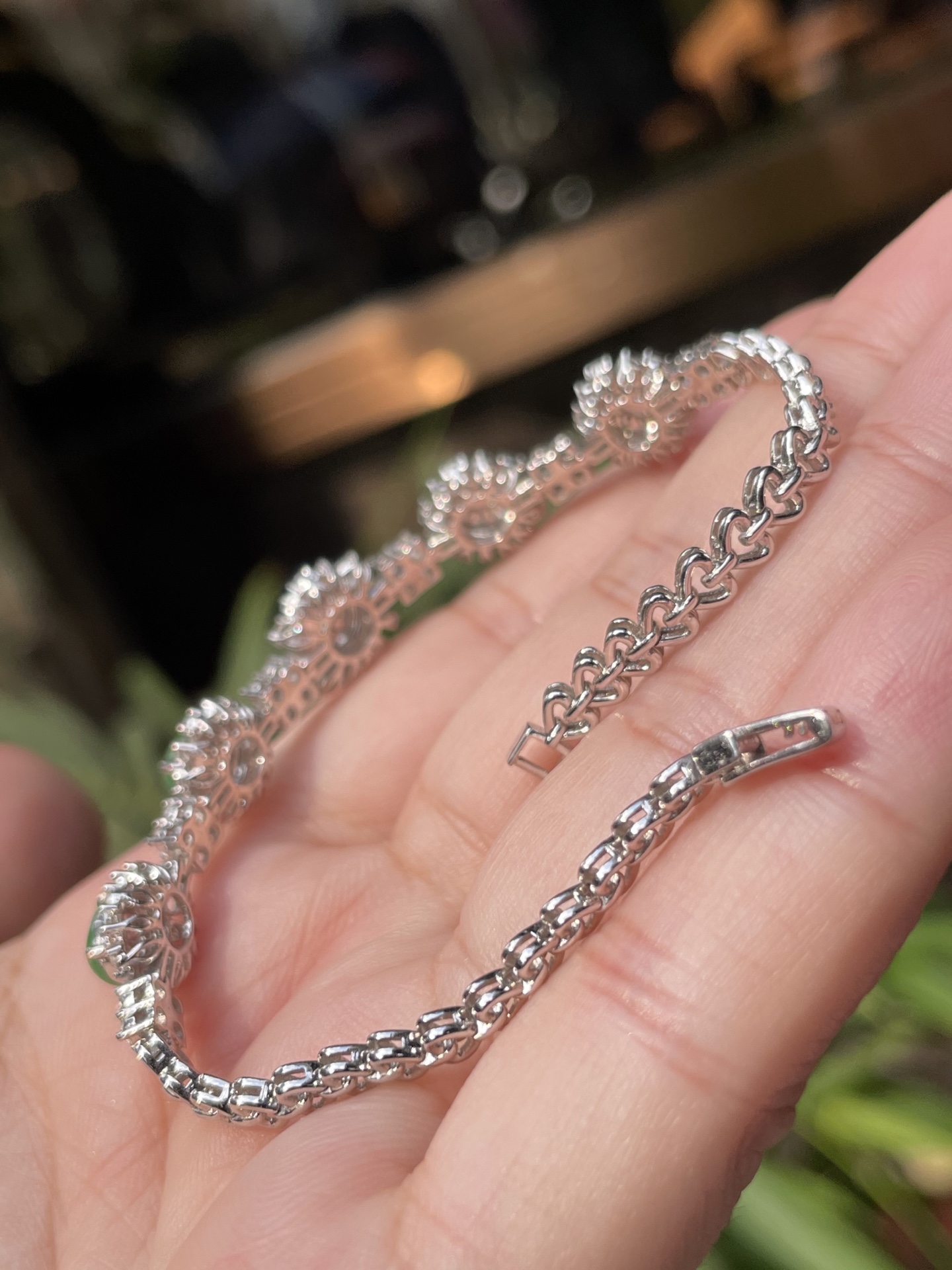 【高冰正阳绿，手链】大件饱满，通透水润，玉质细腻，翠色鲜艳，18k金钻石镶嵌️，6.3-5.3-3.0