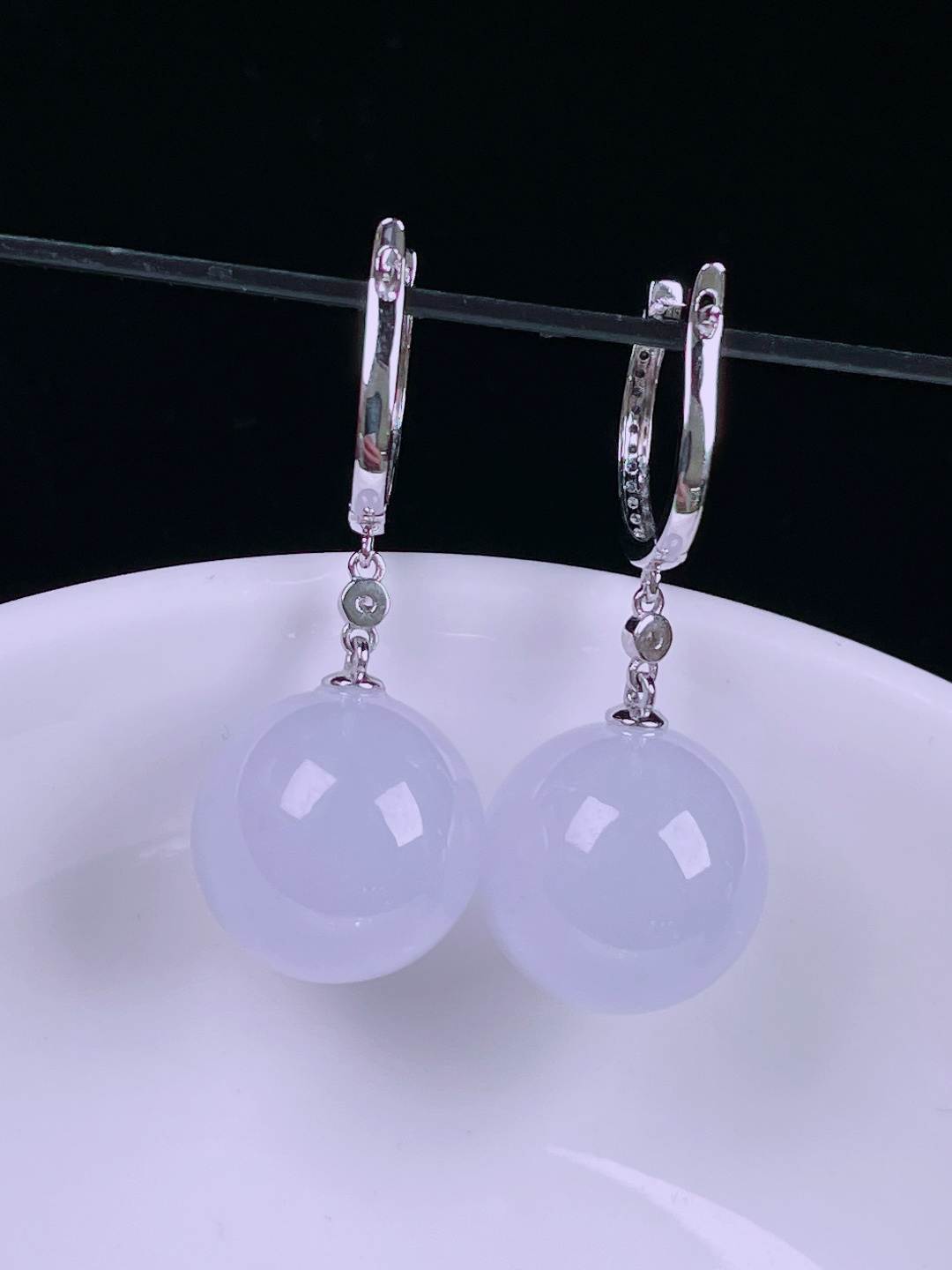 ️冰紫耳坠，老种起光，细底通透，尺寸：裸石12.8mm0529