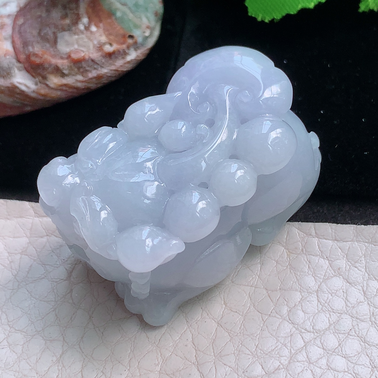 py实拍40*24.3*29缅甸翡翠精雕冰紫底招财貔貅 玉皮休玉项坠 玉挂件