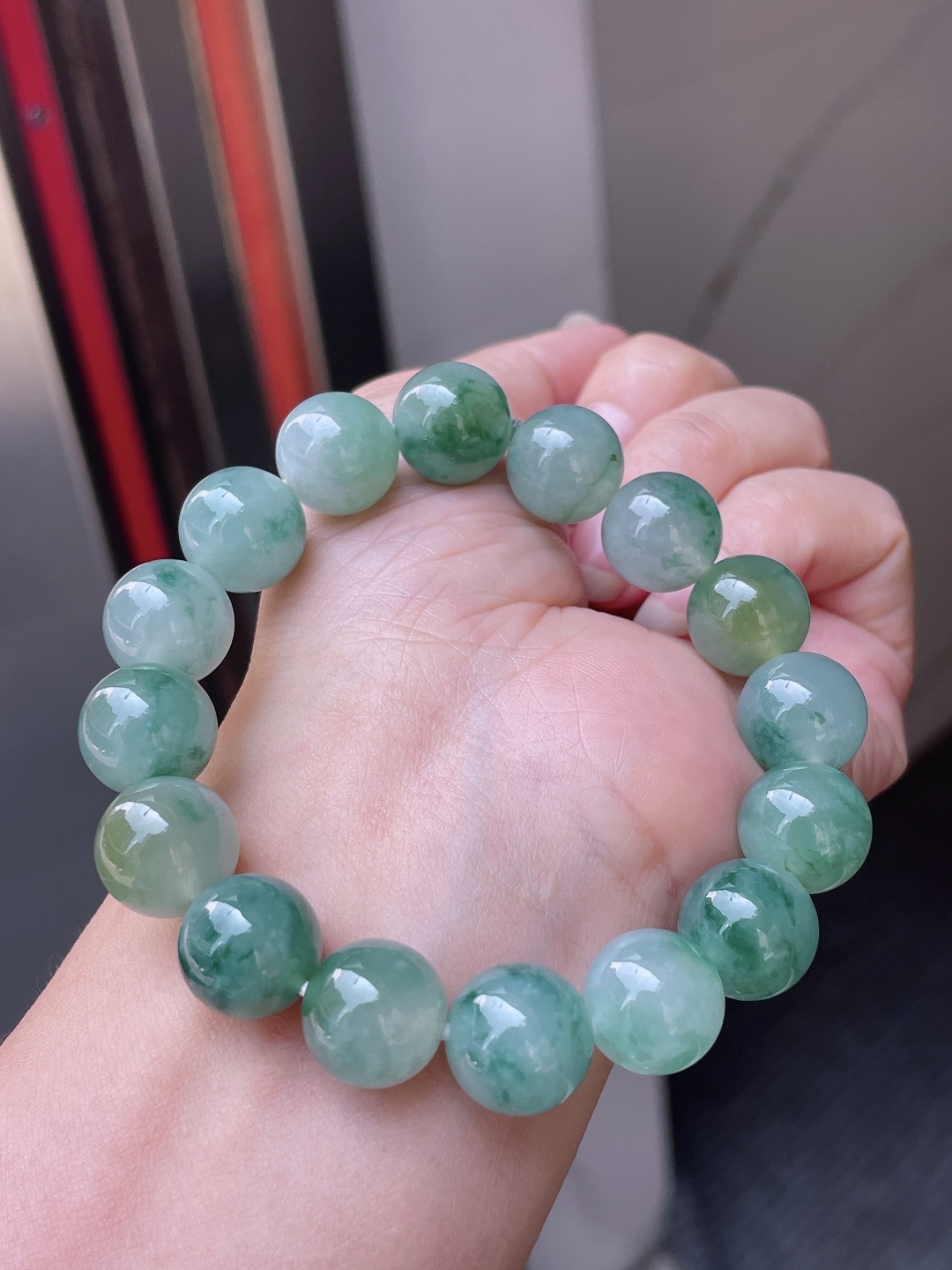 ️ 冰飘花手串 飘花灵动，珠圆玉润 尺寸：13