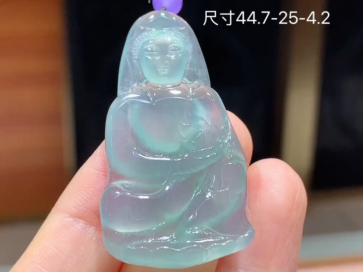 冰晴观音 老坑冰透 种老水足 水润光泽 性比高 无裂 尺寸看图 44.7-25-4.2