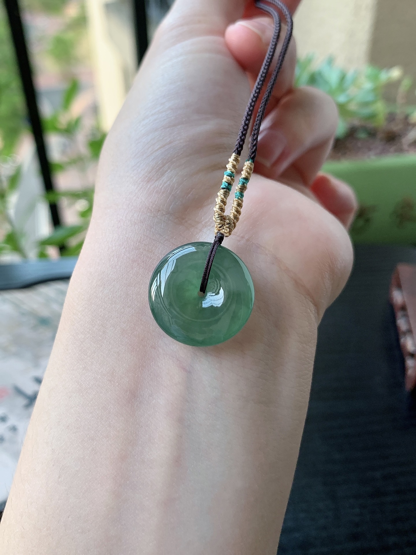 老坑冰种胶感飘绿平安扣吊坠 裸石尺寸:20-5.6mm