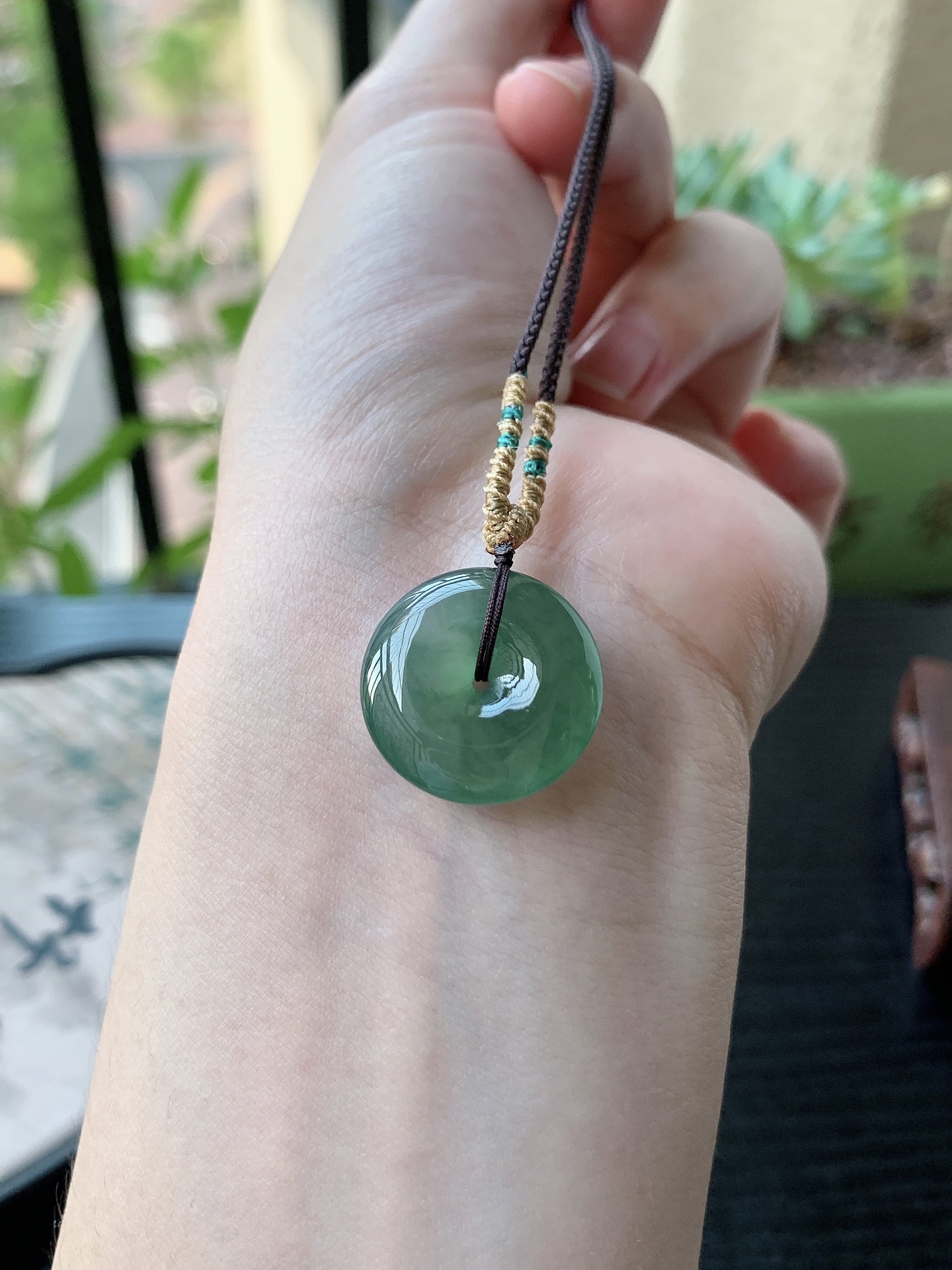 老坑冰种胶感飘绿平安扣吊坠 裸石尺寸:20-5.6mm