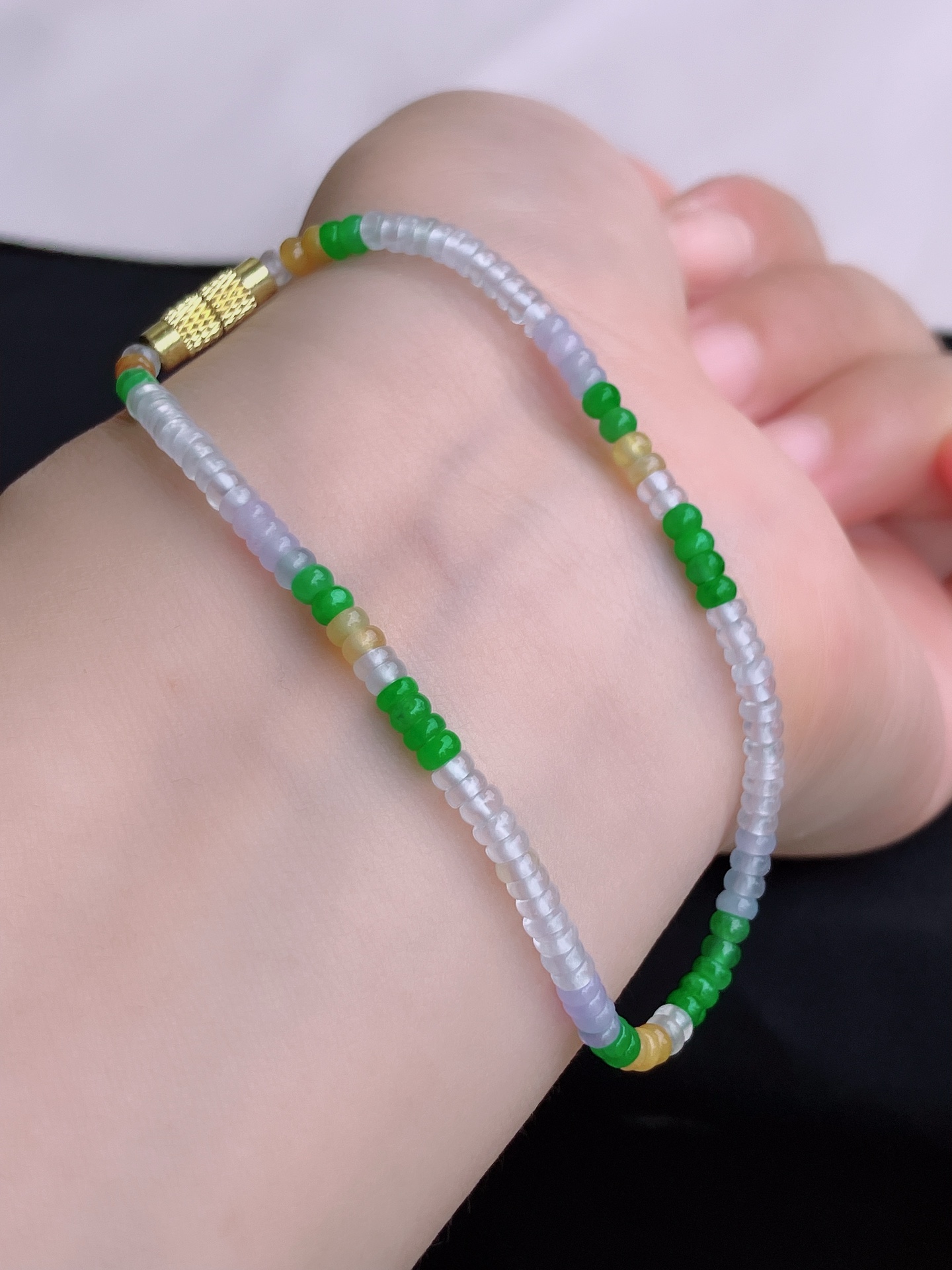 三彩手链，晶莹剔透，尺寸3.3/自然光实拍