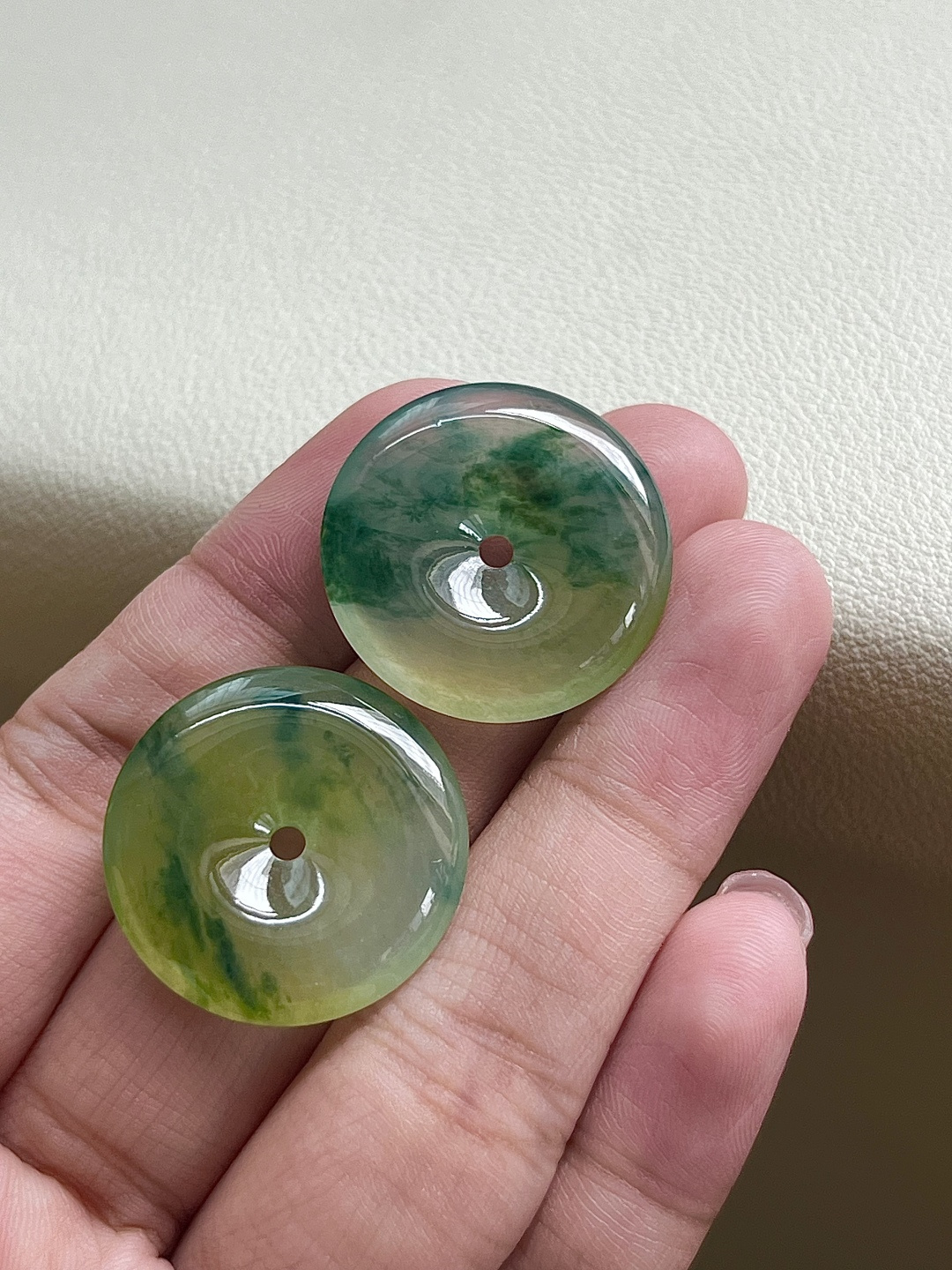 【平安扣一对】飘花灵动，种老细腻形体佳尺寸：23.9*4.6，23.8*4.7,asd1530