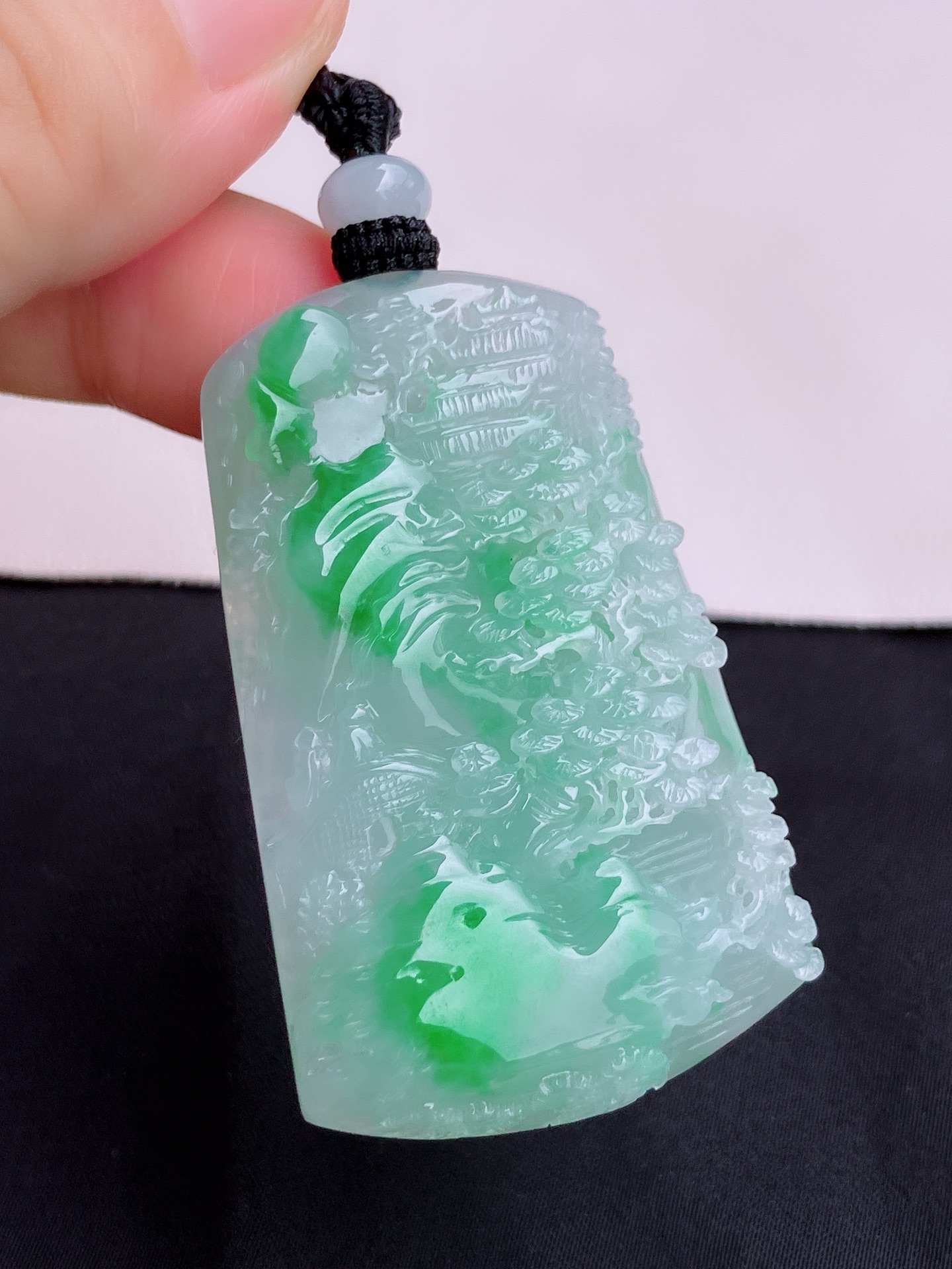 翠绿山水牌，意境美，尺寸53.5/32.8/8.3/自然光实拍