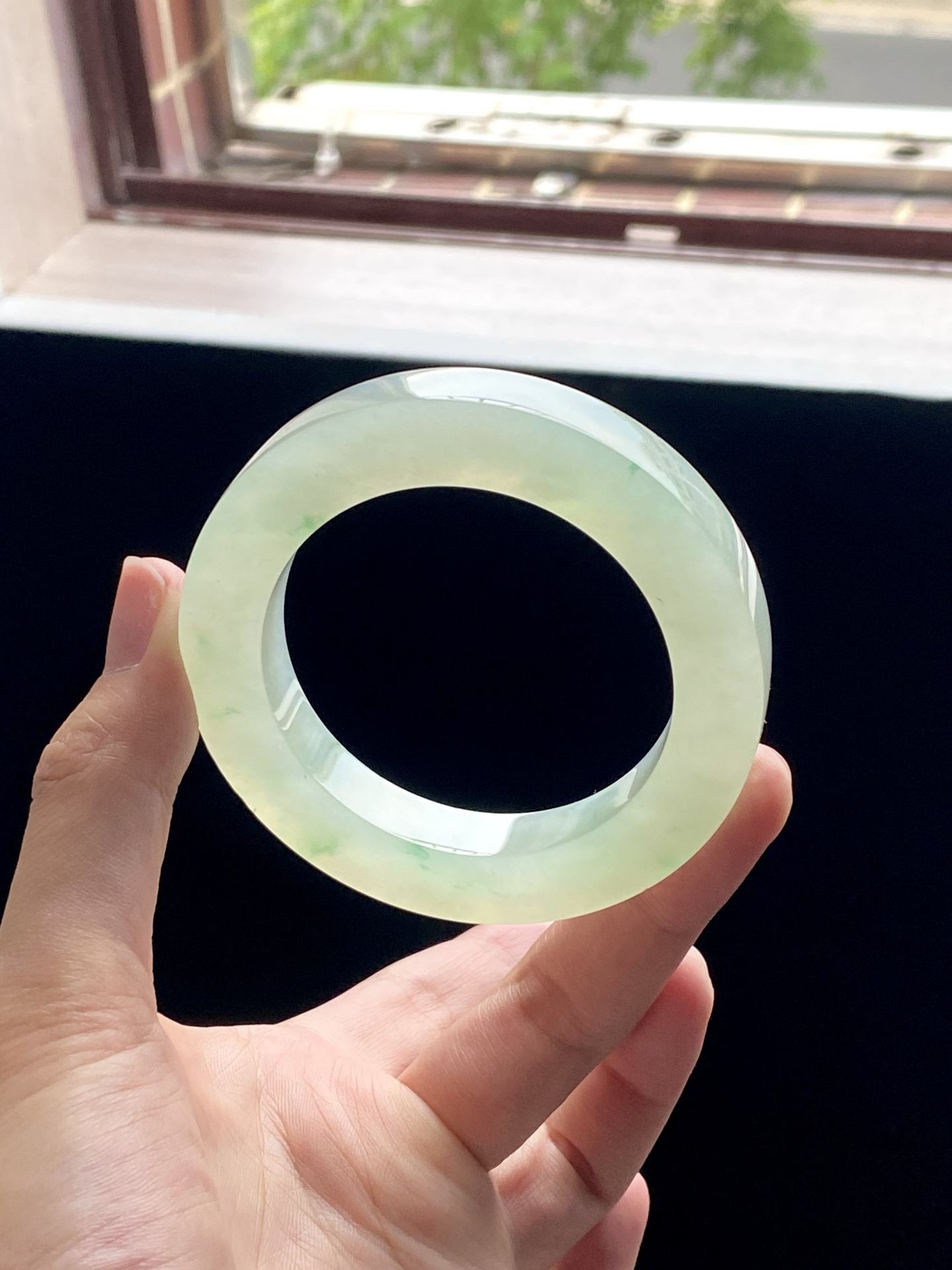 小圈口冰绿飘花芙蓉绿飘花葡萄肉镯胚 D0409-2 ⭕️75-52.5-10.5-11.3 可做53～54圆条/53～56泥鳅背