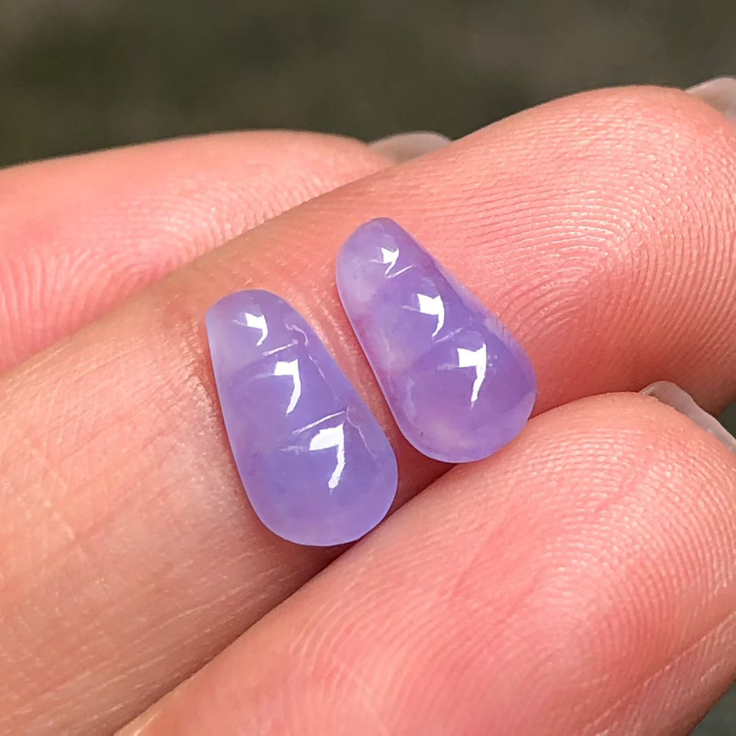 冰紫福豆一对，种水足，紫色浓郁，尺寸9.5×5.1×2.5