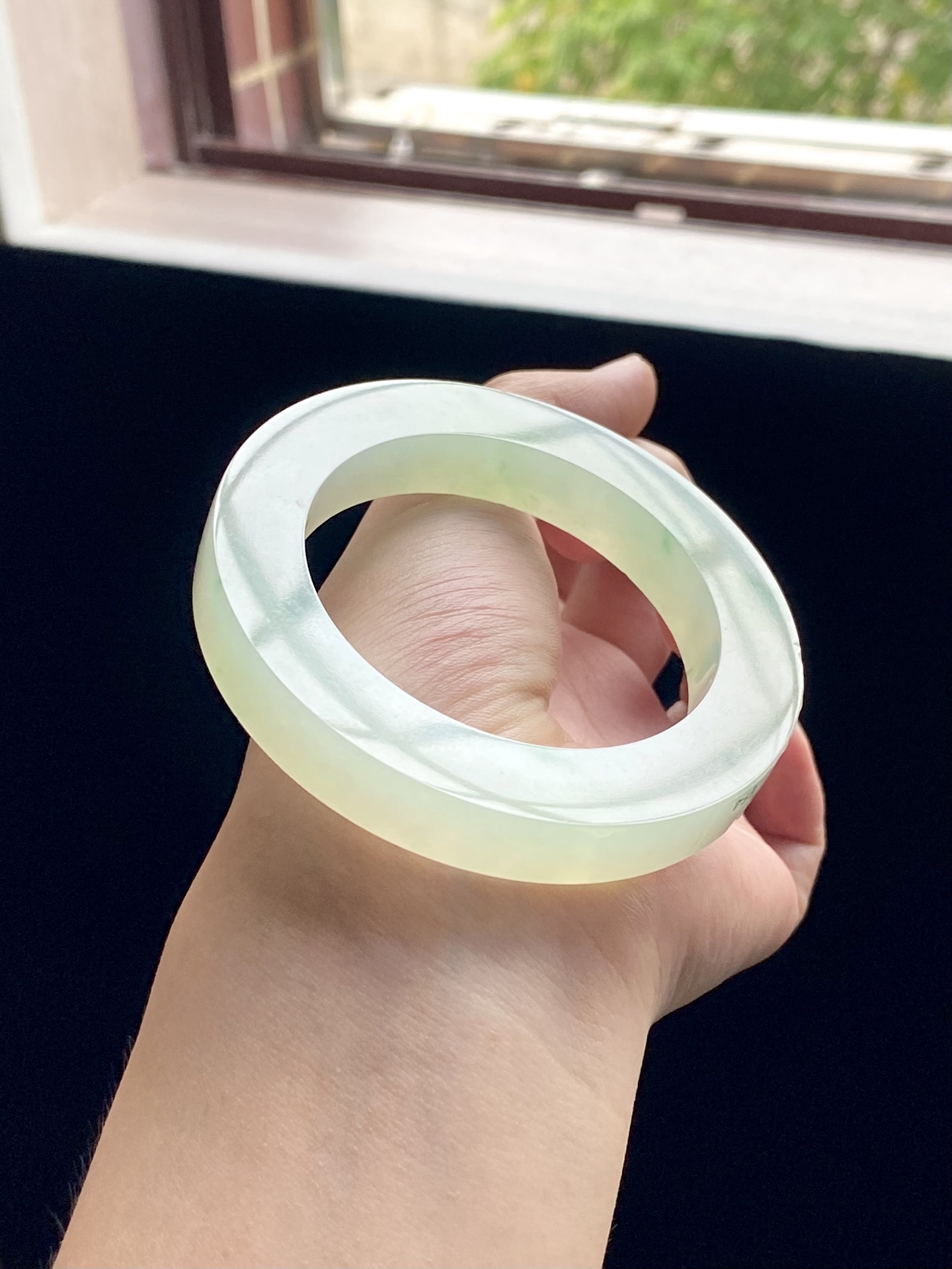 小圈口冰绿飘花芙蓉绿飘花葡萄肉镯胚 D0409-2 ⭕️75-52.5-10.5-11.3 可做53～54圆条/53～56泥鳅背