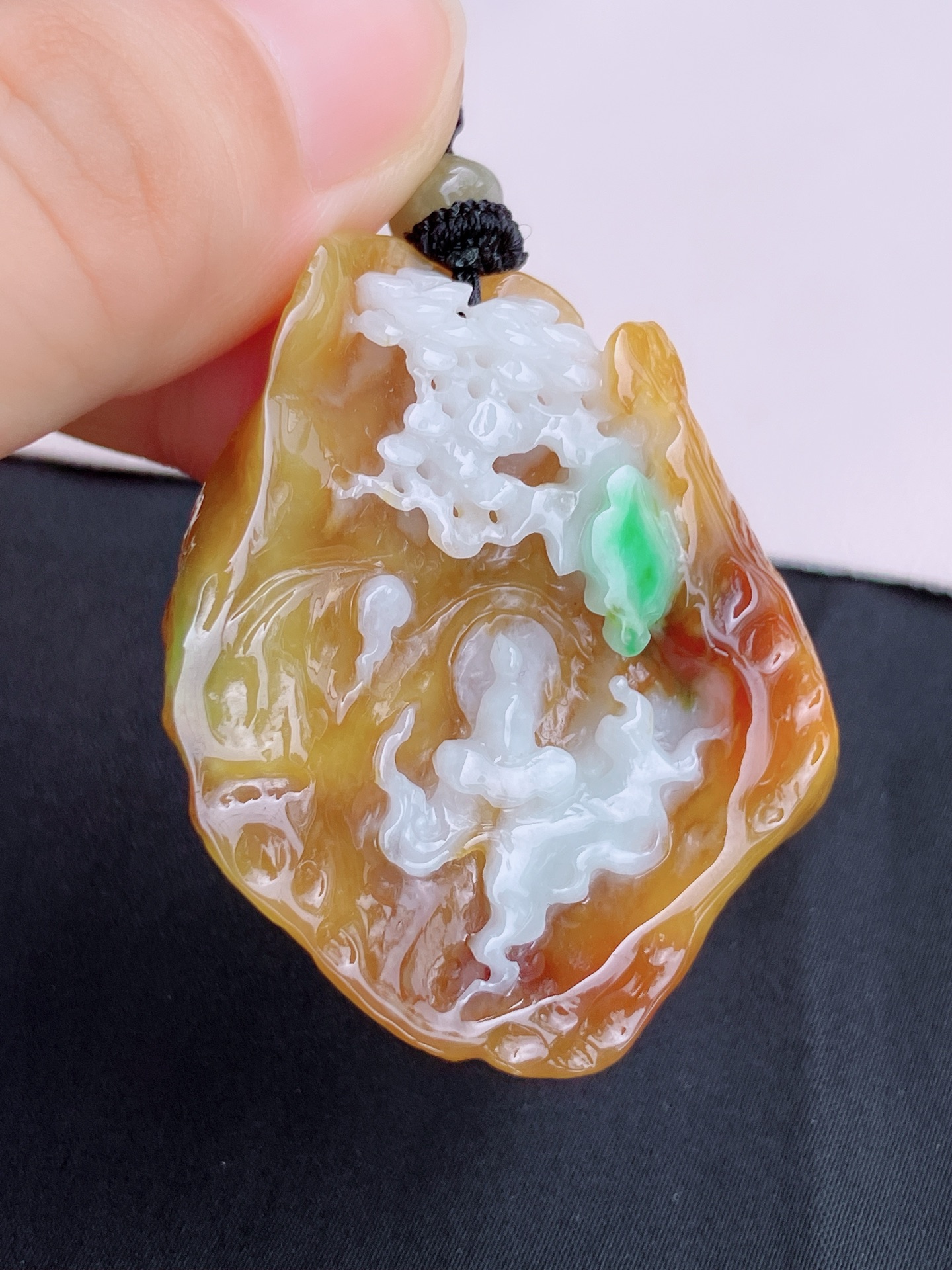 三彩悟道，意境美，尺寸49.6/41/9.6/自然光实拍