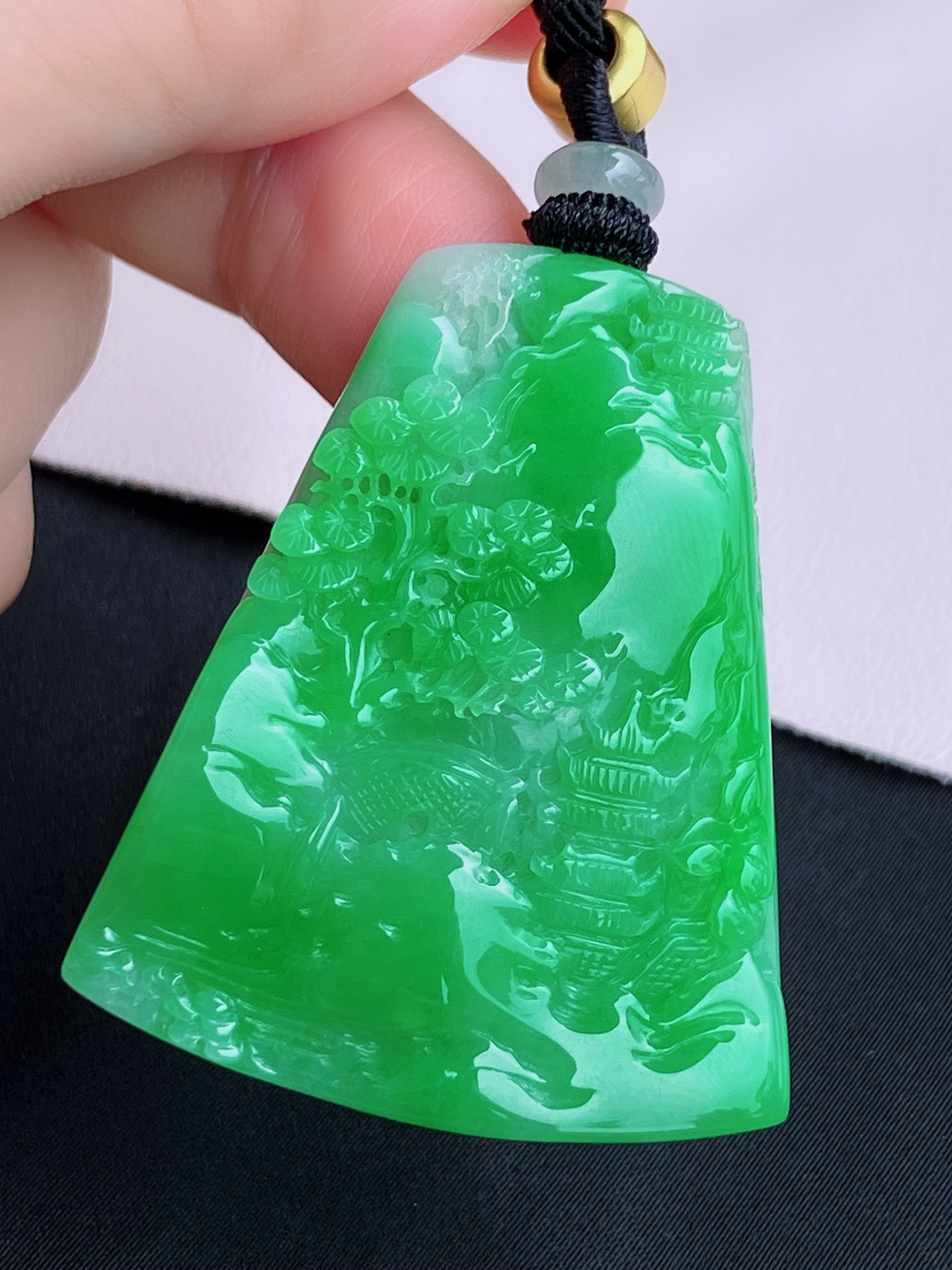 ️翠绿山水牌，意境美，尺寸46.5/38/8.3/自然光实拍