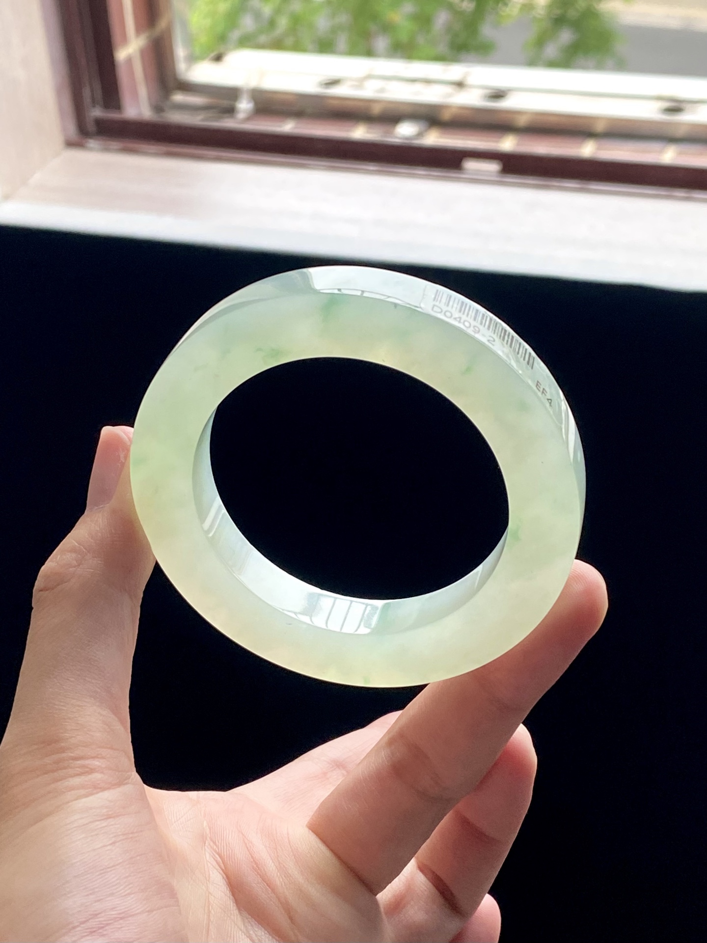 小圈口冰绿飘花芙蓉绿飘花葡萄肉镯胚 D0409-2 ⭕️75-52.5-10.5-11.3 可做53～54圆条/53～56泥鳅背
