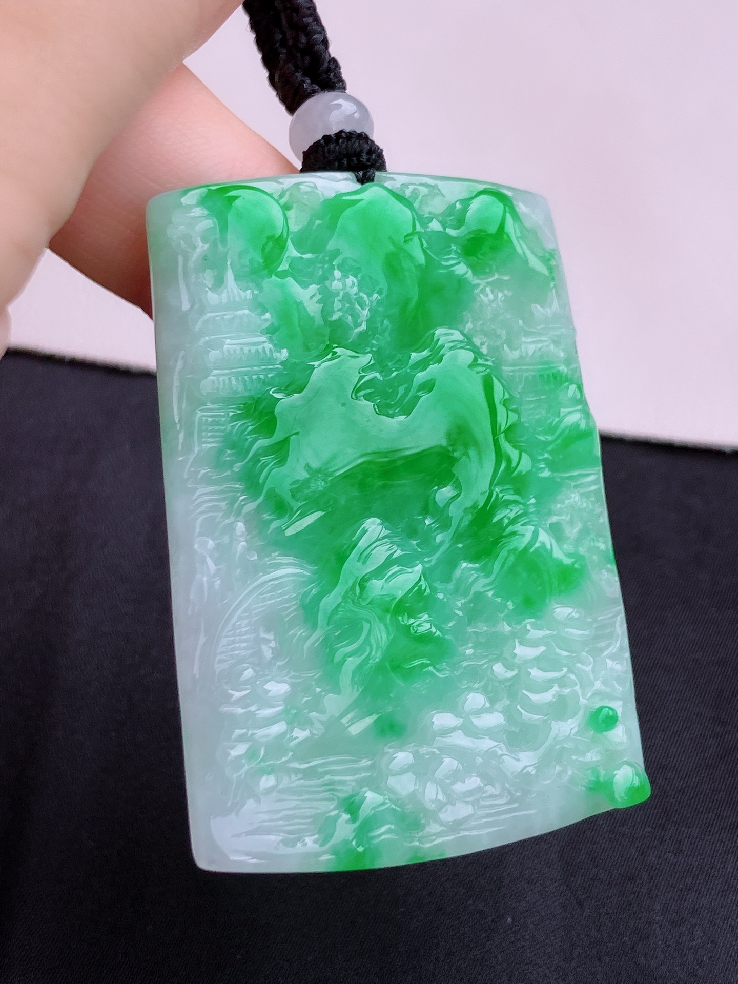 翠绿山水牌，意境美，尺寸50.6/35.8/5.6/自然光实拍