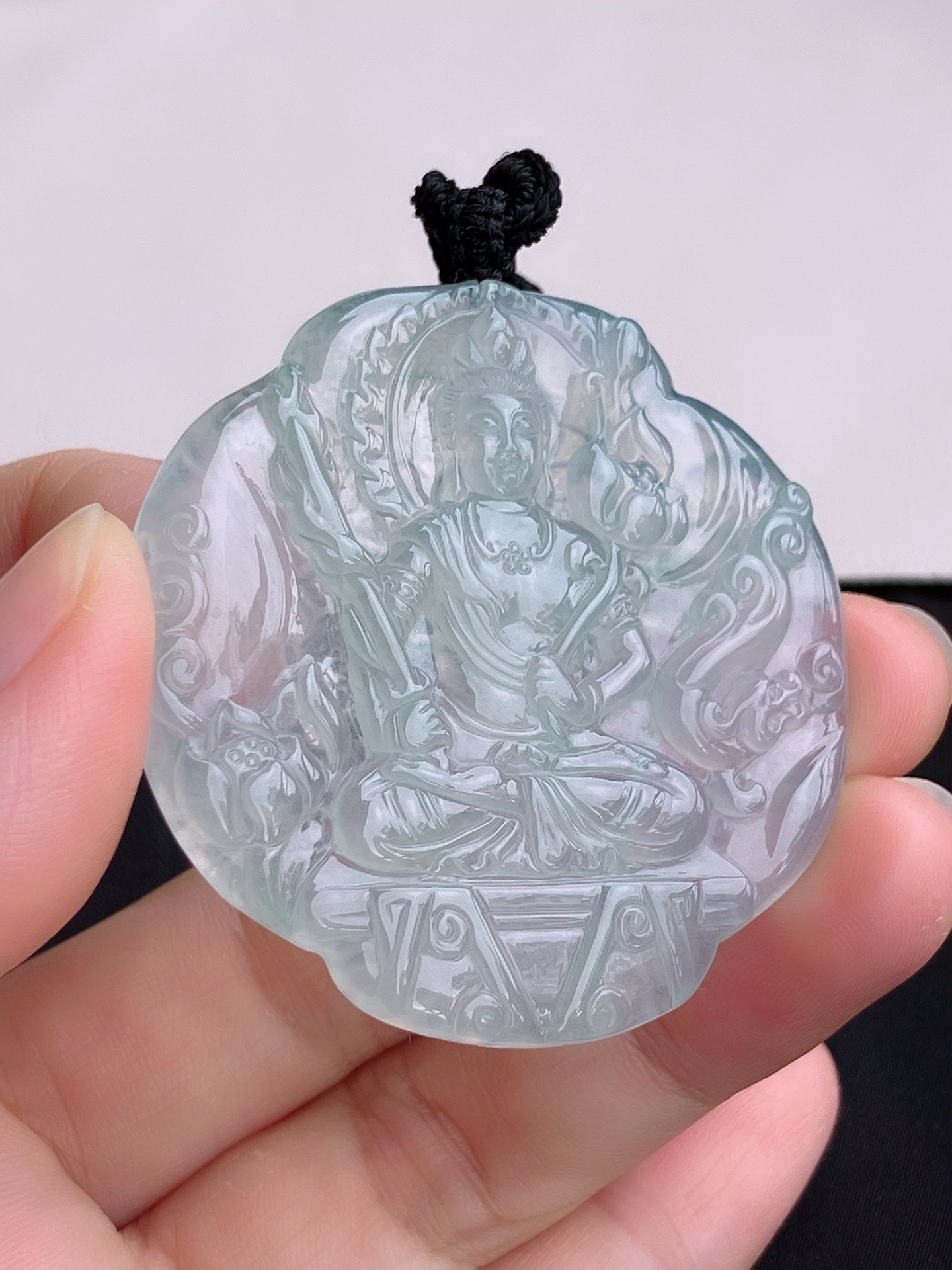 底色虚空藏菩萨，晶莹剔透，尺寸50/50.3/5.6/自然光实拍