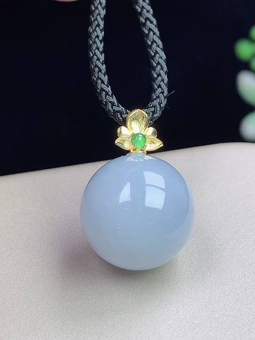 18k金镶玉珠手链，尺寸13mm，w30fgd