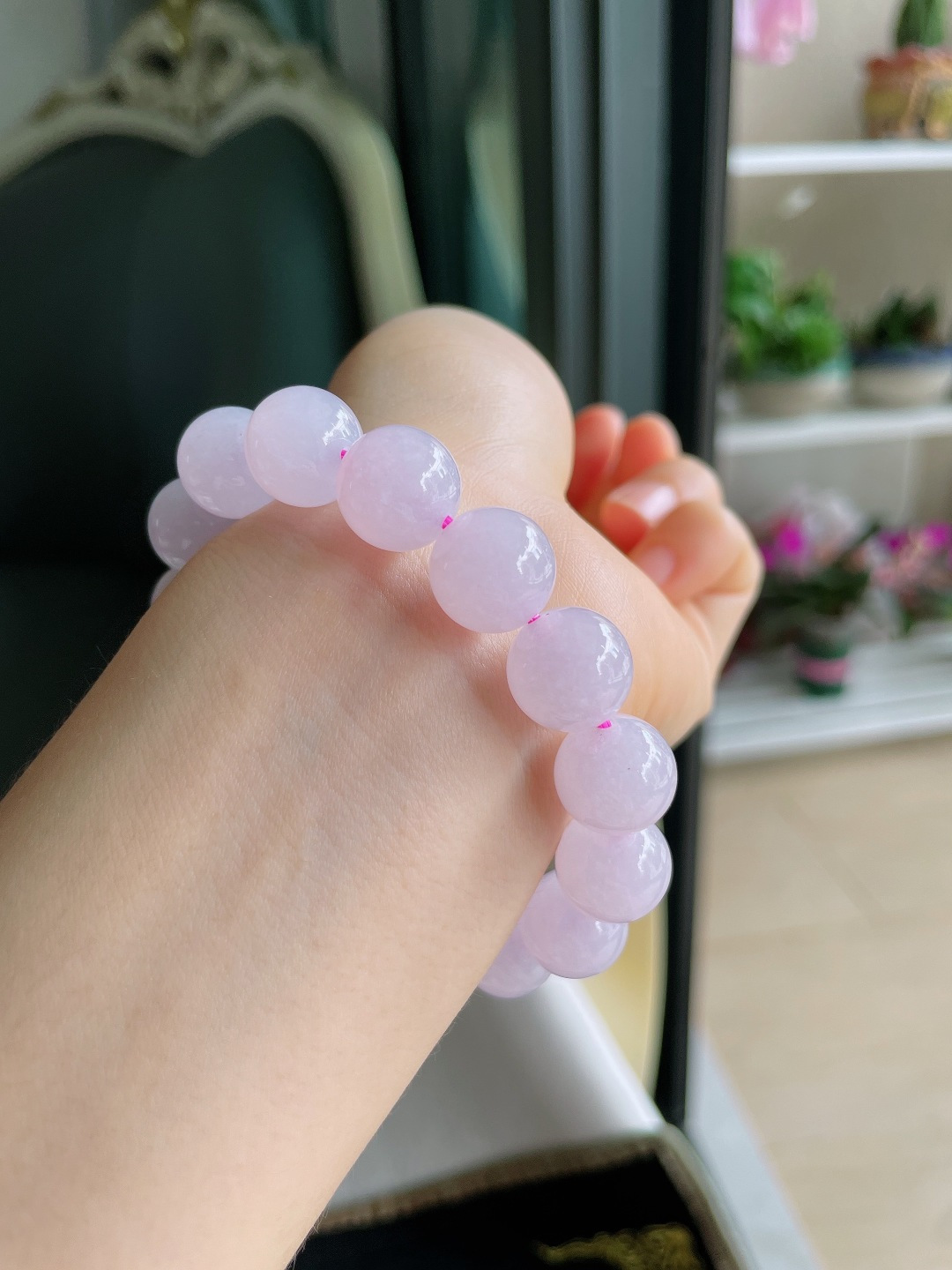 ️，缅甸天然翡翠A货，冰手串，尺寸：12.8mm。【编4116】