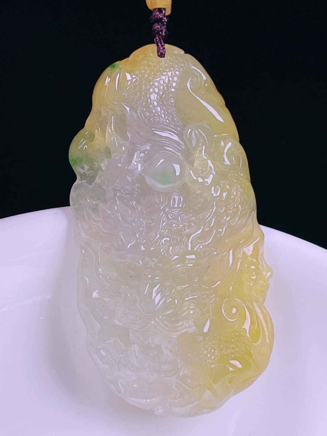 ️冰黄龙牌，老种起光，细底通透，尺寸：46.7/25/8.6mm0530