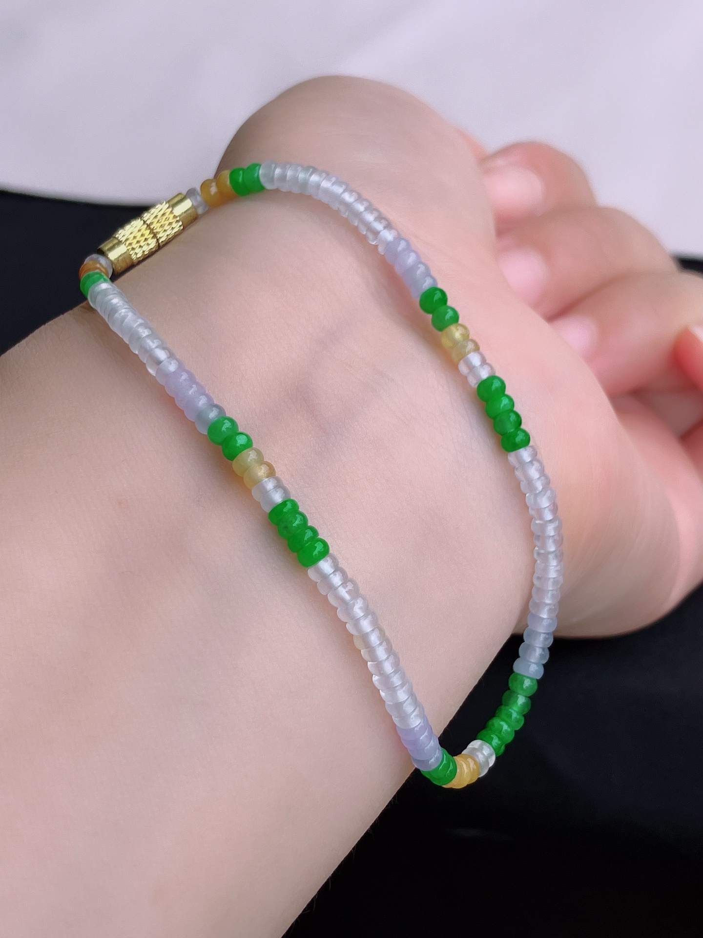 三彩手链，晶莹剔透，尺寸3.3/自然光实拍