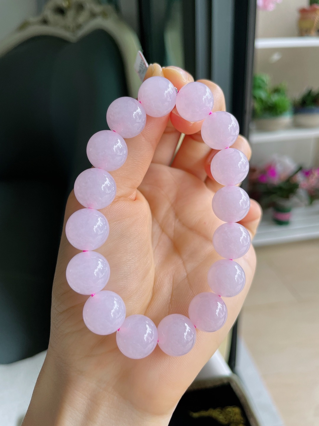 ️，缅甸天然翡翠A货，冰手串，尺寸：12.8mm。【编4116】