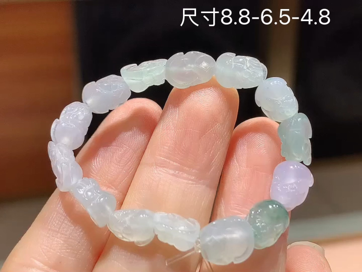 冰飘花手串  尺寸，8.8-6.5-4.8