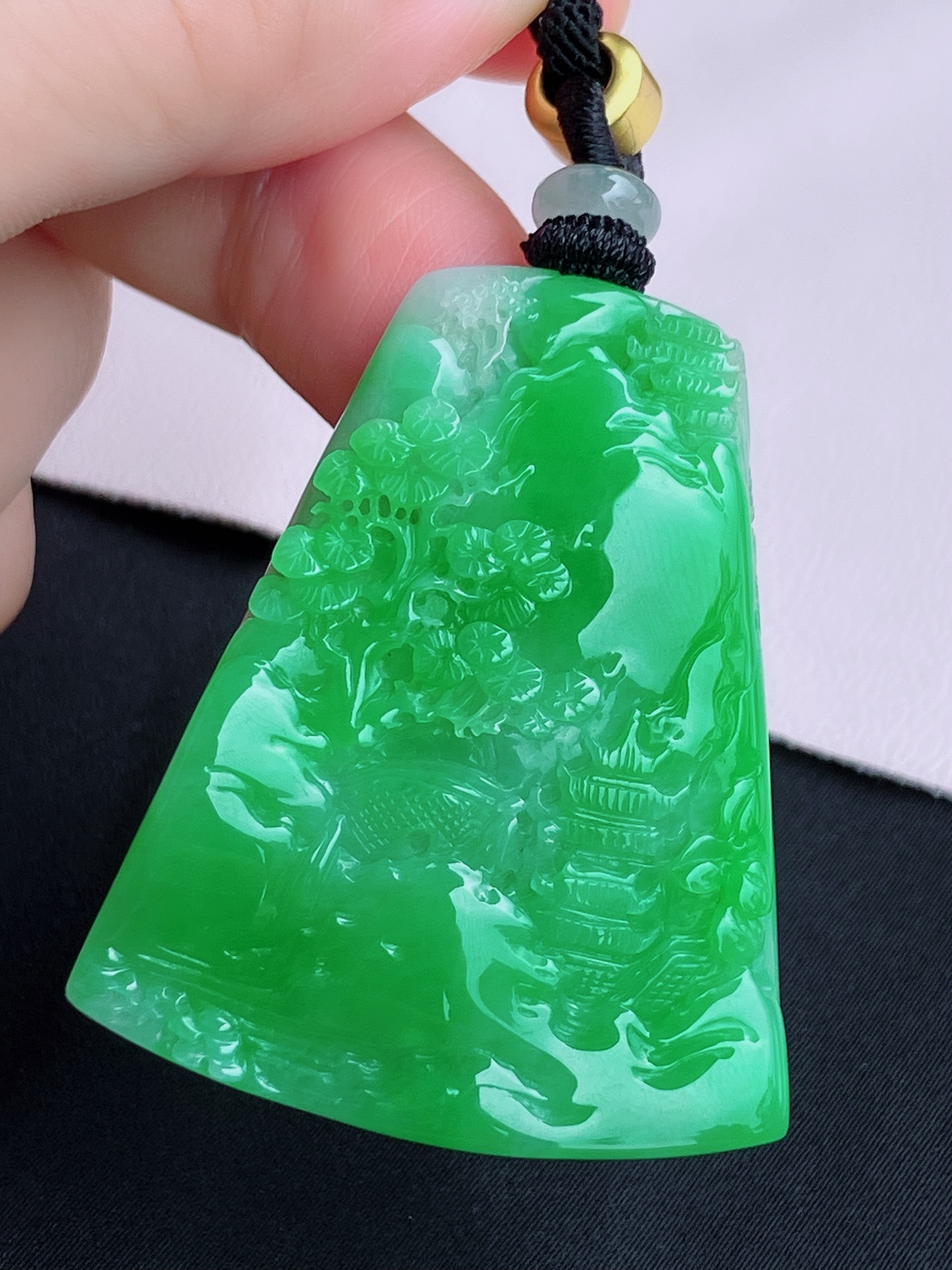 ️翠绿山水牌，意境美，尺寸46.5/38/8.3/自然光实拍