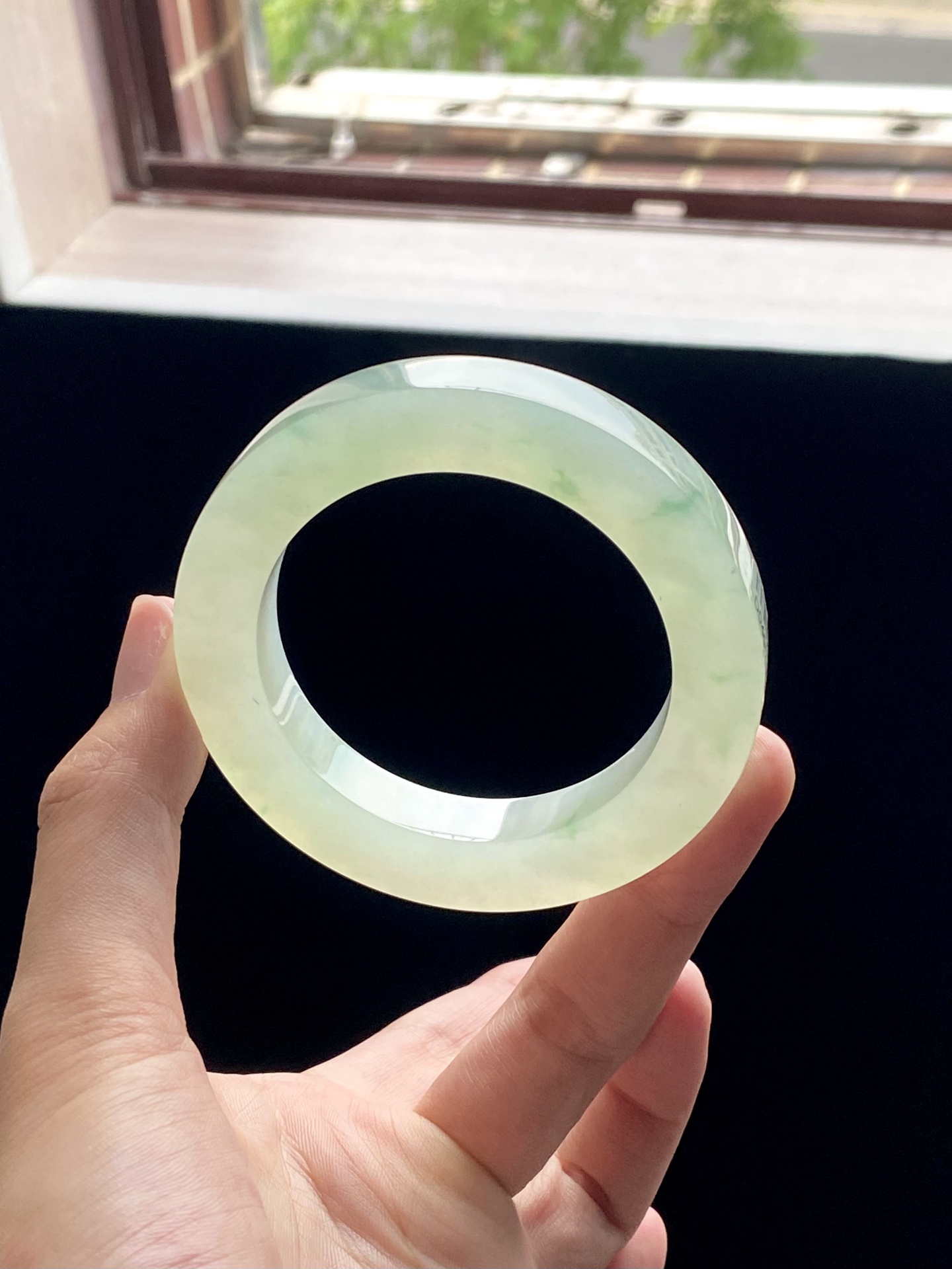 小圈口冰绿飘花芙蓉绿飘花葡萄肉镯胚 D0409-2 ⭕️75-52.5-10.5-11.3 可做53