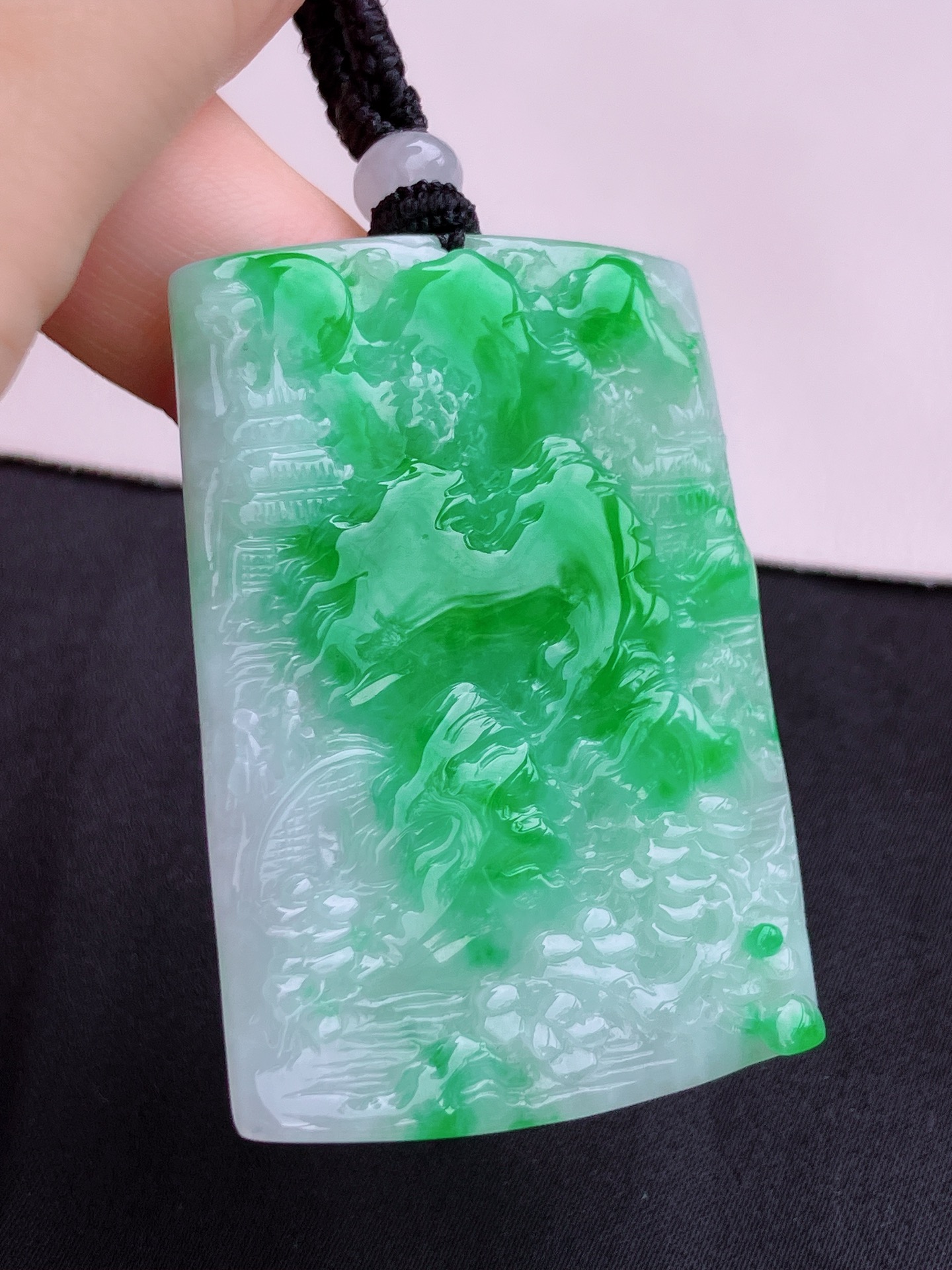 翠绿山水牌，意境美，尺寸50.6/35.8/5.6/自然光实拍