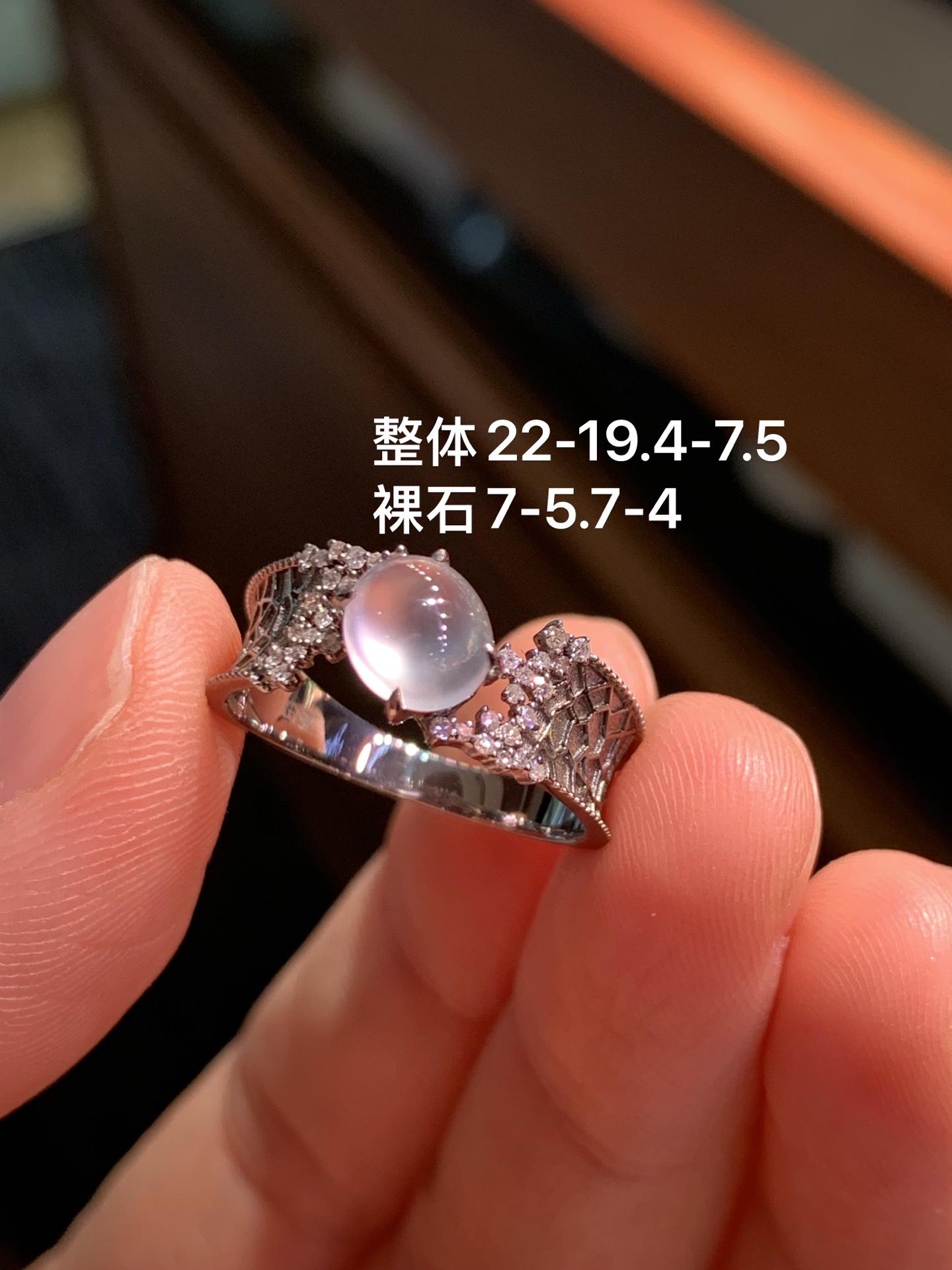 ️ 玻璃种起光乌金蛋面戒指，22-19.4-7.5