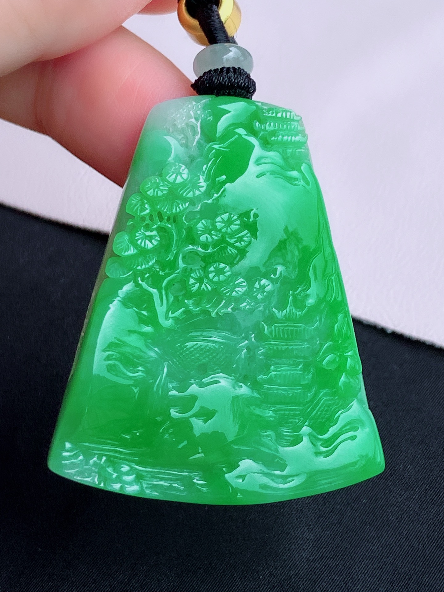 ️翠绿山水牌，意境美，尺寸46.5/38/8.3/自然光实拍
