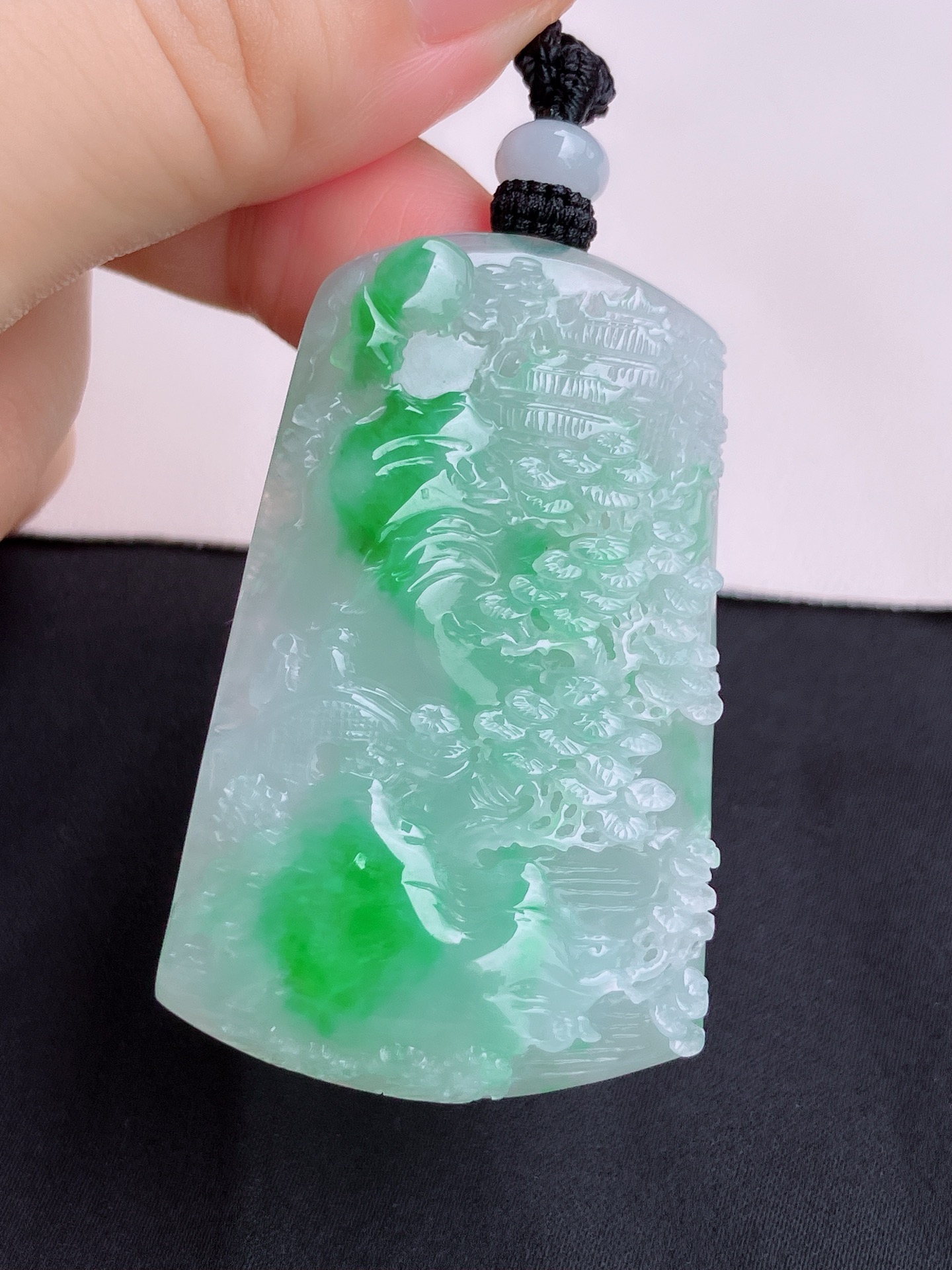 翠绿山水牌，意境美，尺寸53.5/32.8/8.3/自然光实拍