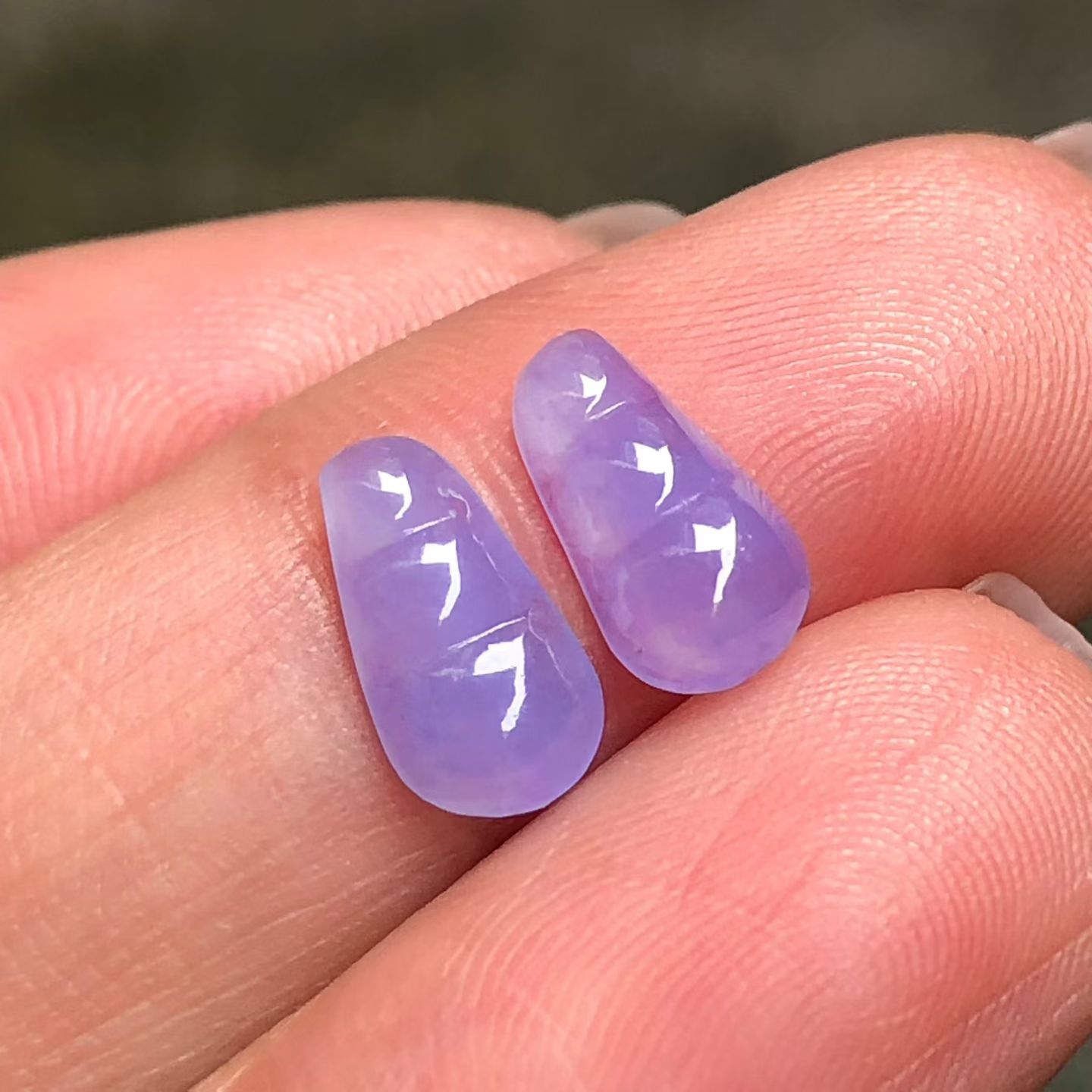 冰紫福豆一对，种水足，紫色浓郁，尺寸9.5×5.1×2.5