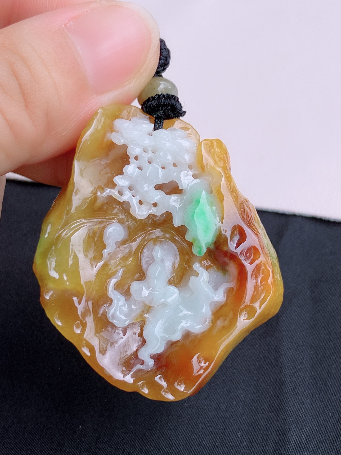 三彩悟道，意境美，尺寸49.6/41/9.6/自然光实拍