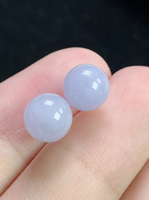 18k金镶玉珠耳钉，无裂，裸石尺寸7.5mm，w30fgd