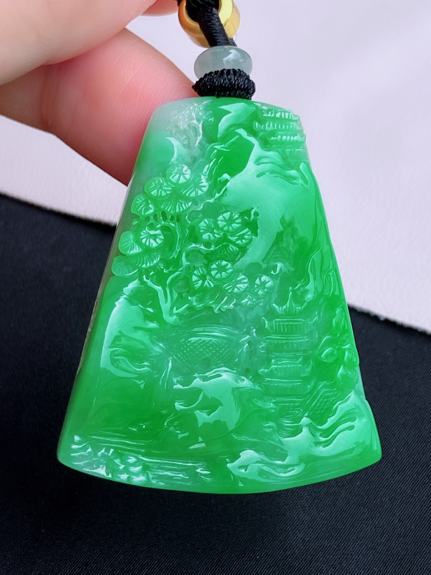 ️翠绿山水牌，意境美，尺寸46.5/38/8.3/自然光实拍