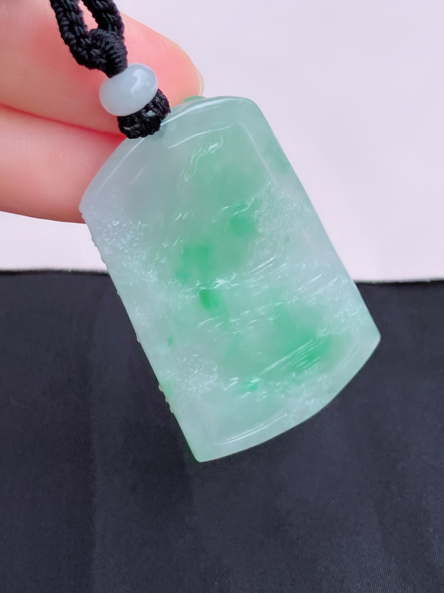 翠绿山水牌，意境美，尺寸53.5/32.8/8.3/自然光实拍