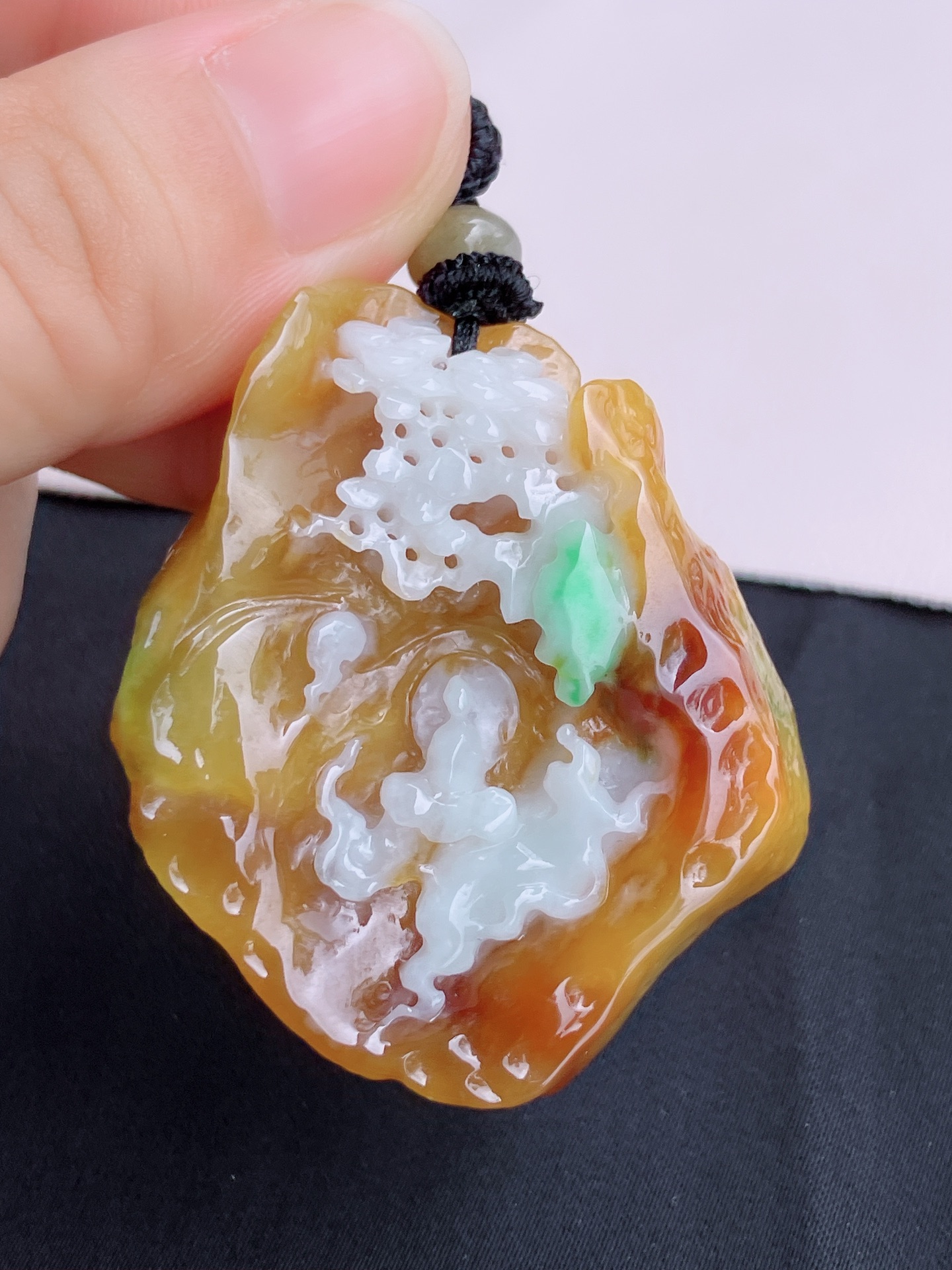 三彩悟道，意境美，尺寸49.6/41/9.6/自然光实拍