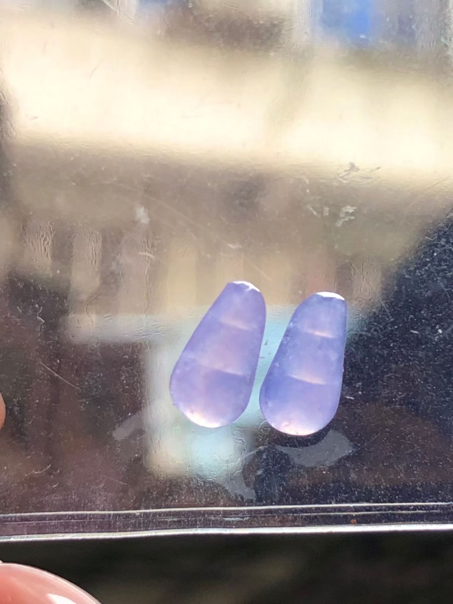 冰紫福豆一对，种水足，紫色浓郁，尺寸9.5×5.1×2.5