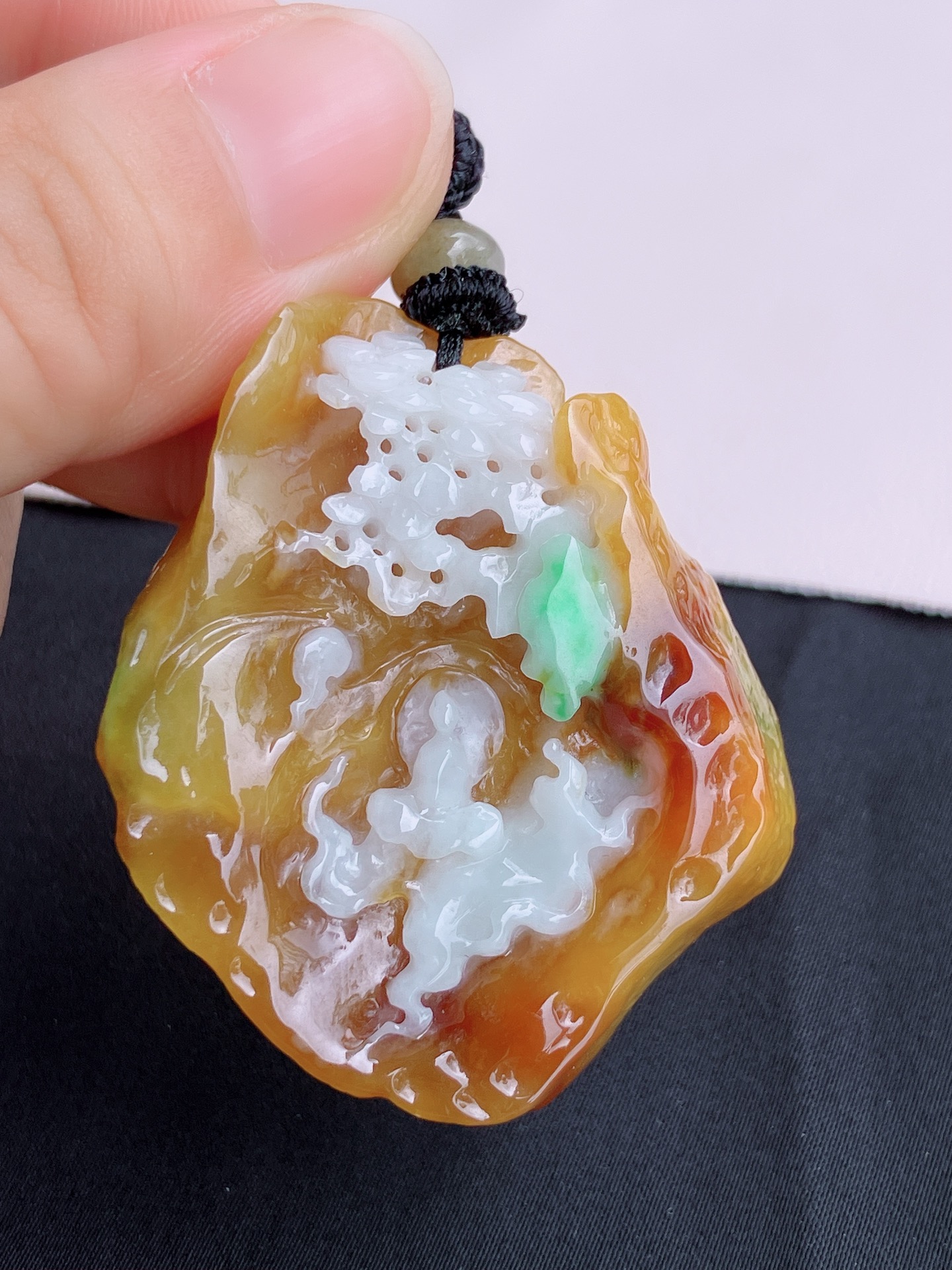 三彩悟道，意境美，尺寸49.6/41/9.6/自然光实拍
