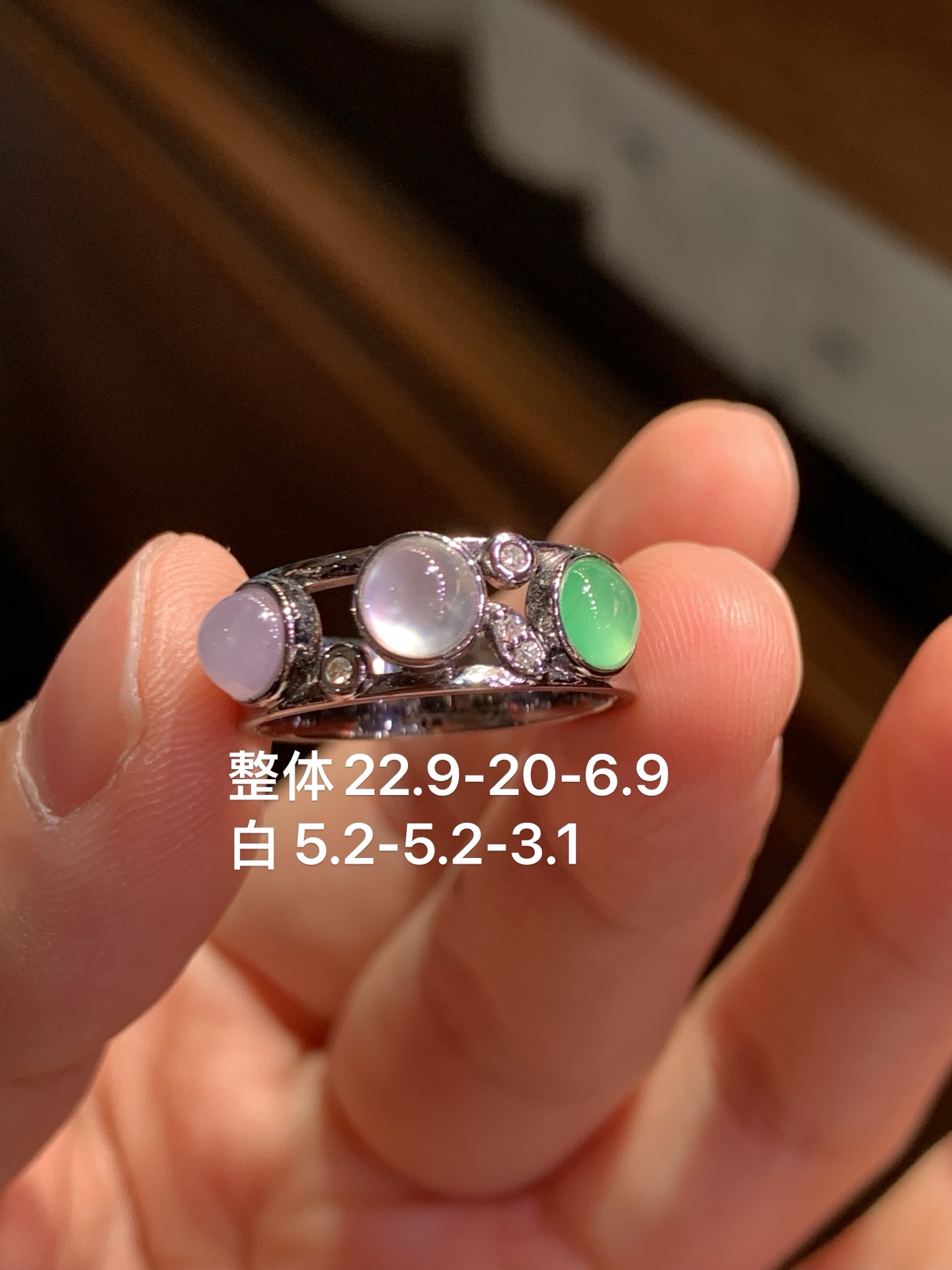 ️ 起光乌金 小蛋面戒指，22.9-20-6.9