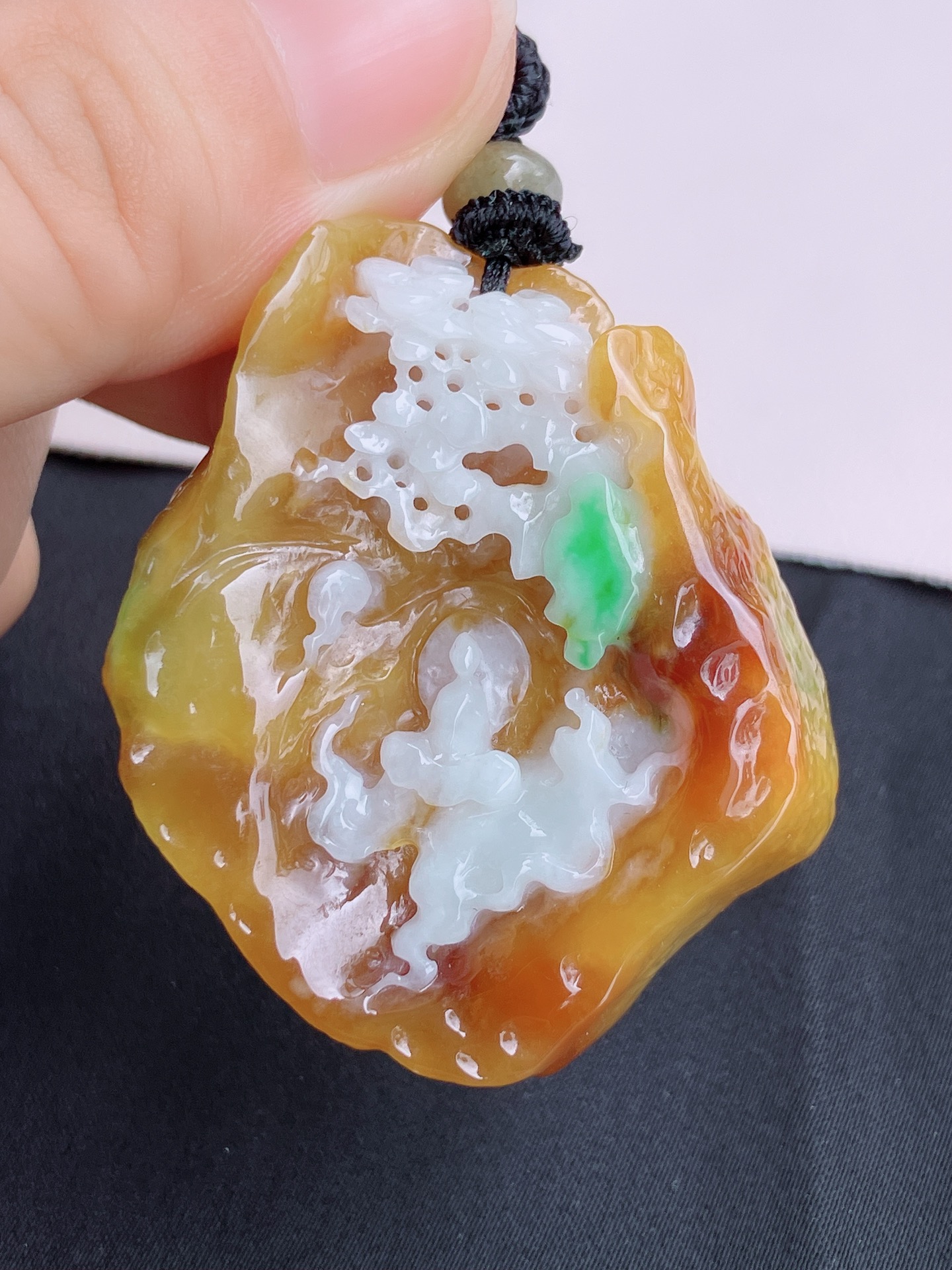 三彩悟道，意境美，尺寸49.6/41/9.6/自然光实拍