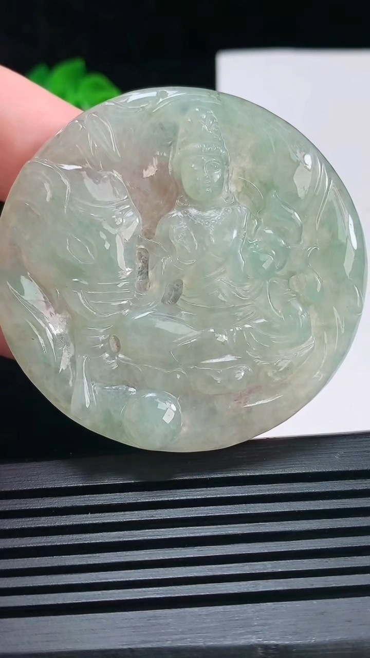 天然A货翡翠普贤菩萨吊坠，尺寸53.5-5.5 重:26.36g  h396
6月29日