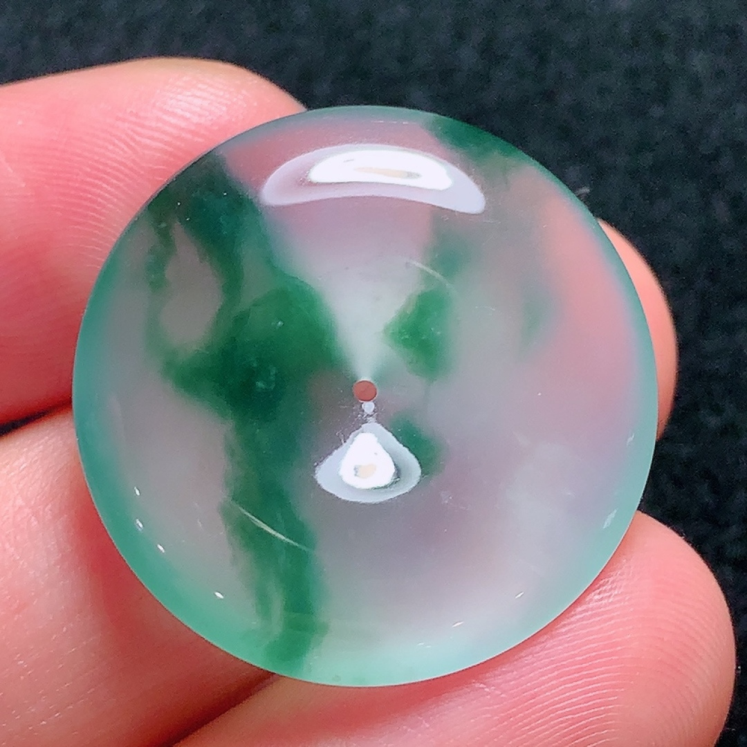 ️冰种飘花平安扣，种老水头好，又冰又润，饱满无裂，尺寸：26.7/5.2mm
