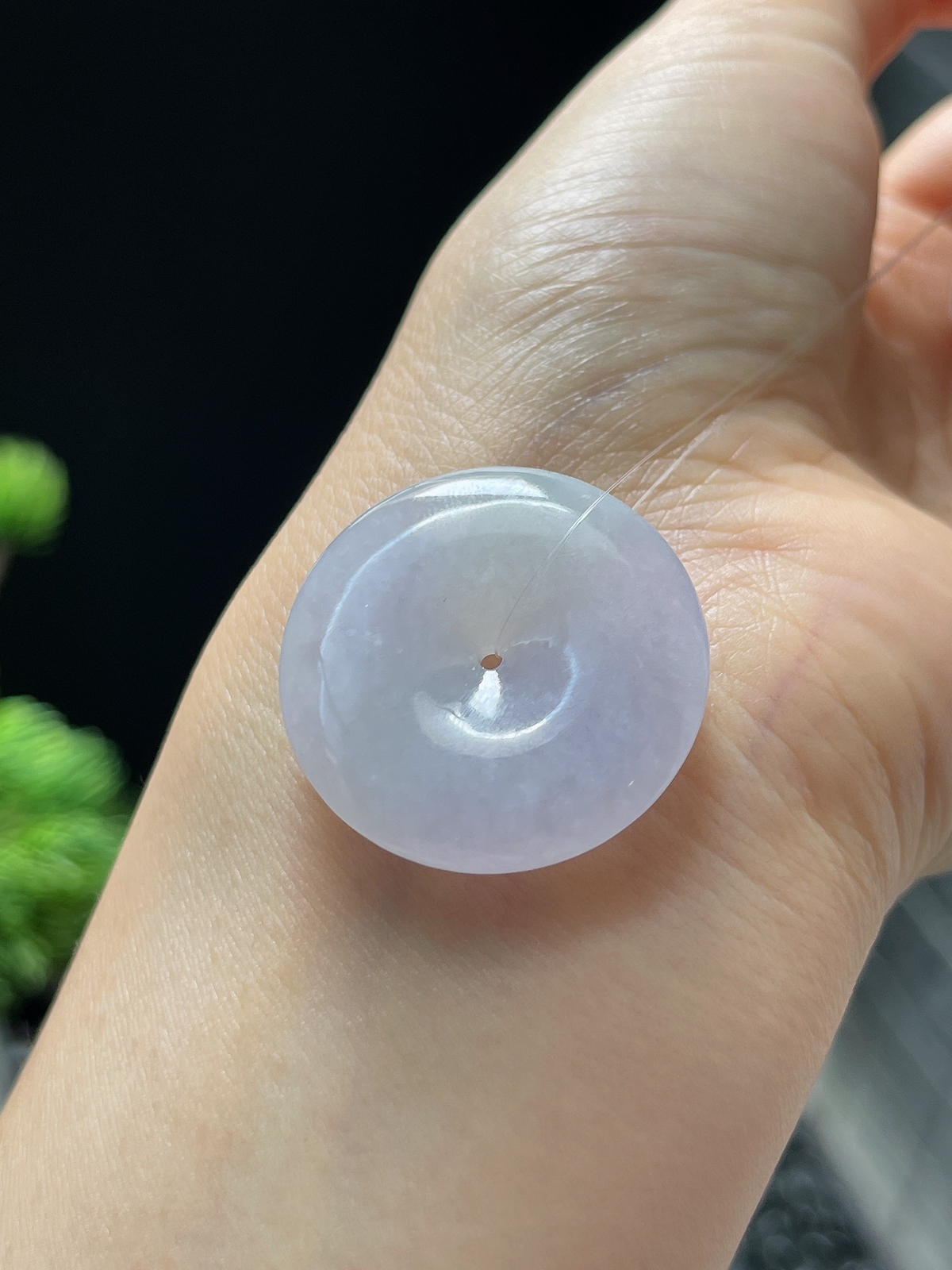 翡翠冰糯种淡紫色平安扣