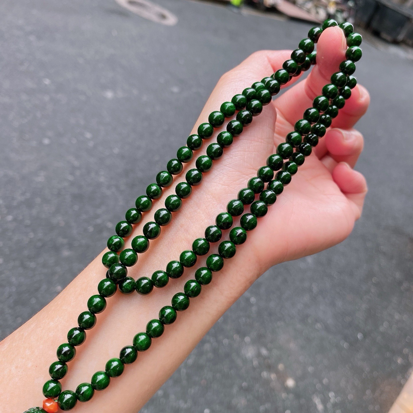 绿项链 有种水 料子细腻油润 度百分之90以上，6.5-108
