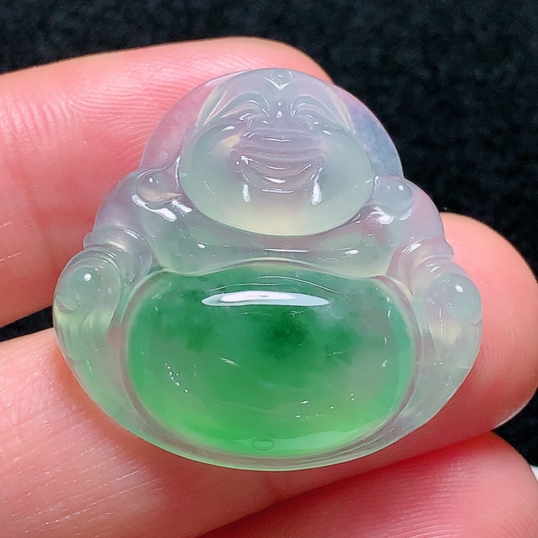 ️冰种飘绿佛公，种老水头好，又冰又润，饱满，尺寸：26.8/28/5.8mm