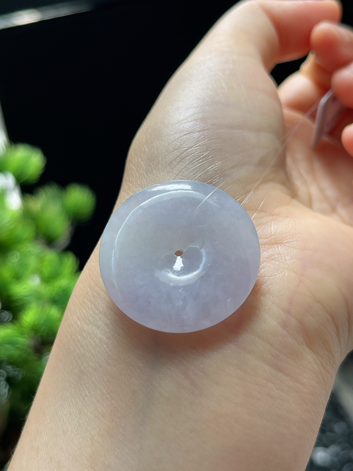 翡翠冰糯种淡紫色平安扣